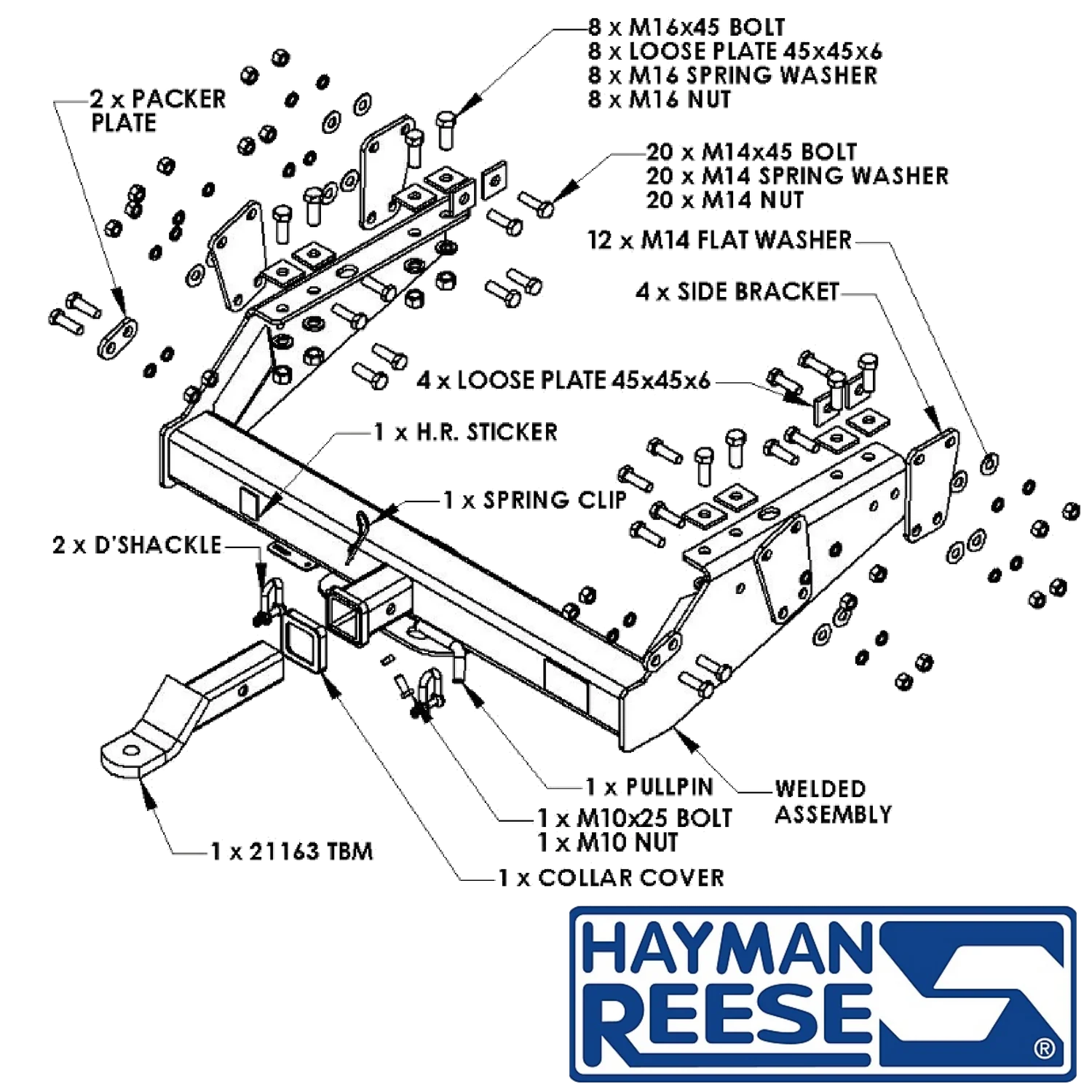 Hayman Reese Towbar to suit Ford F250 (8/2001 to 12/2006)
