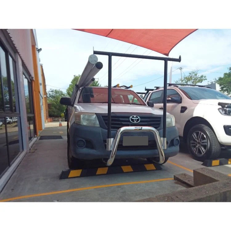 ALL BARS POLISHED NUDGE BAR WITH (BLACK) H-FRAME LADDER RACK 2013-ON