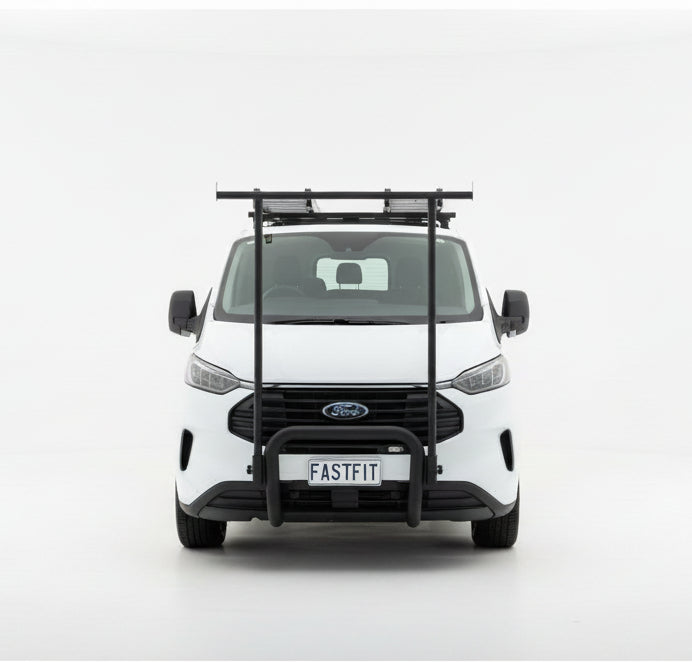 ALL BARS NUDGE BAR (BLACK) & H-FRAME RACK TO SUIT FORD TRANSIT CUSTOM 2025 TECK PACK