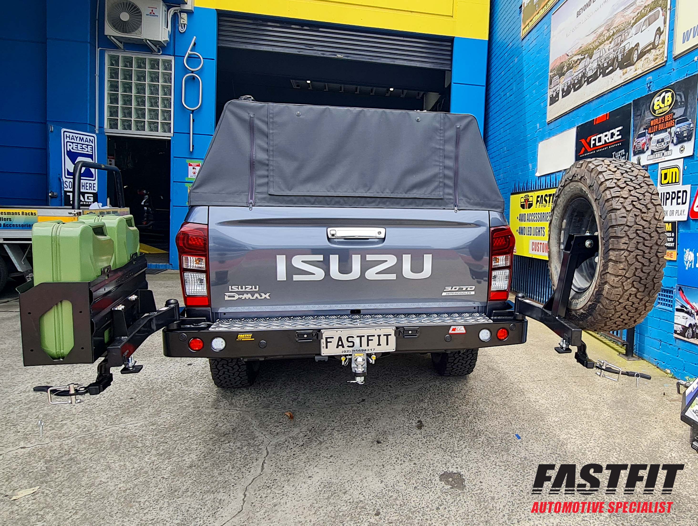 MCC 022-02 Rear Carrier Bar with Single Wheel & Double Jerry Can Holder to suit Isuzu D-Max 2012-2019