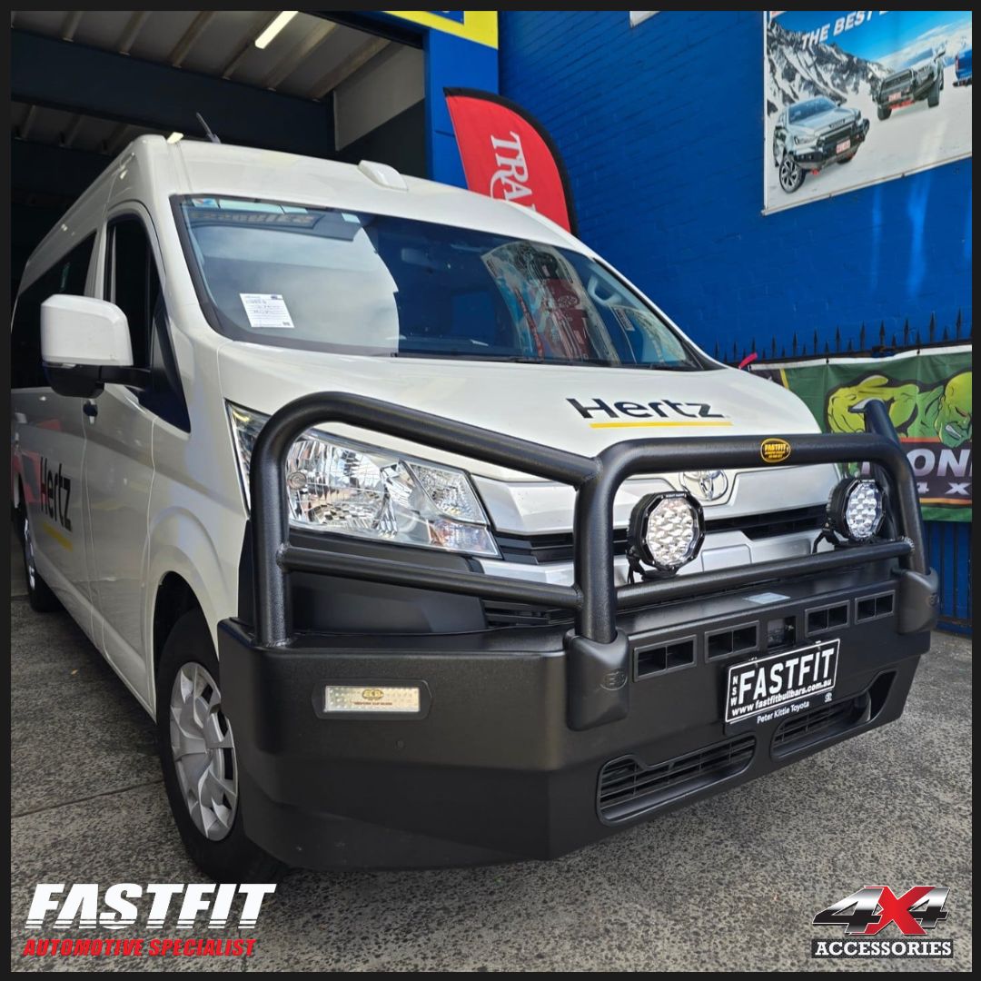 ECB Bull Bars with Bumper Lights (BLACK RIPPLE) for TOYOTA HIACE (05/2019-On)