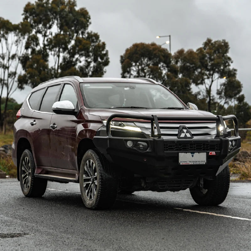 Pajero Sport QF QG 2020-On 707-02 Falcon Bull Bar Black A-Frame Package (LED Foglight)