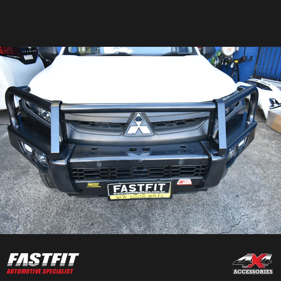 MCC 707-02 Falcon Bull Bars Black A-Frame Package (LED Foglight) to suit Mitsubishi Triton MR 2019-Present