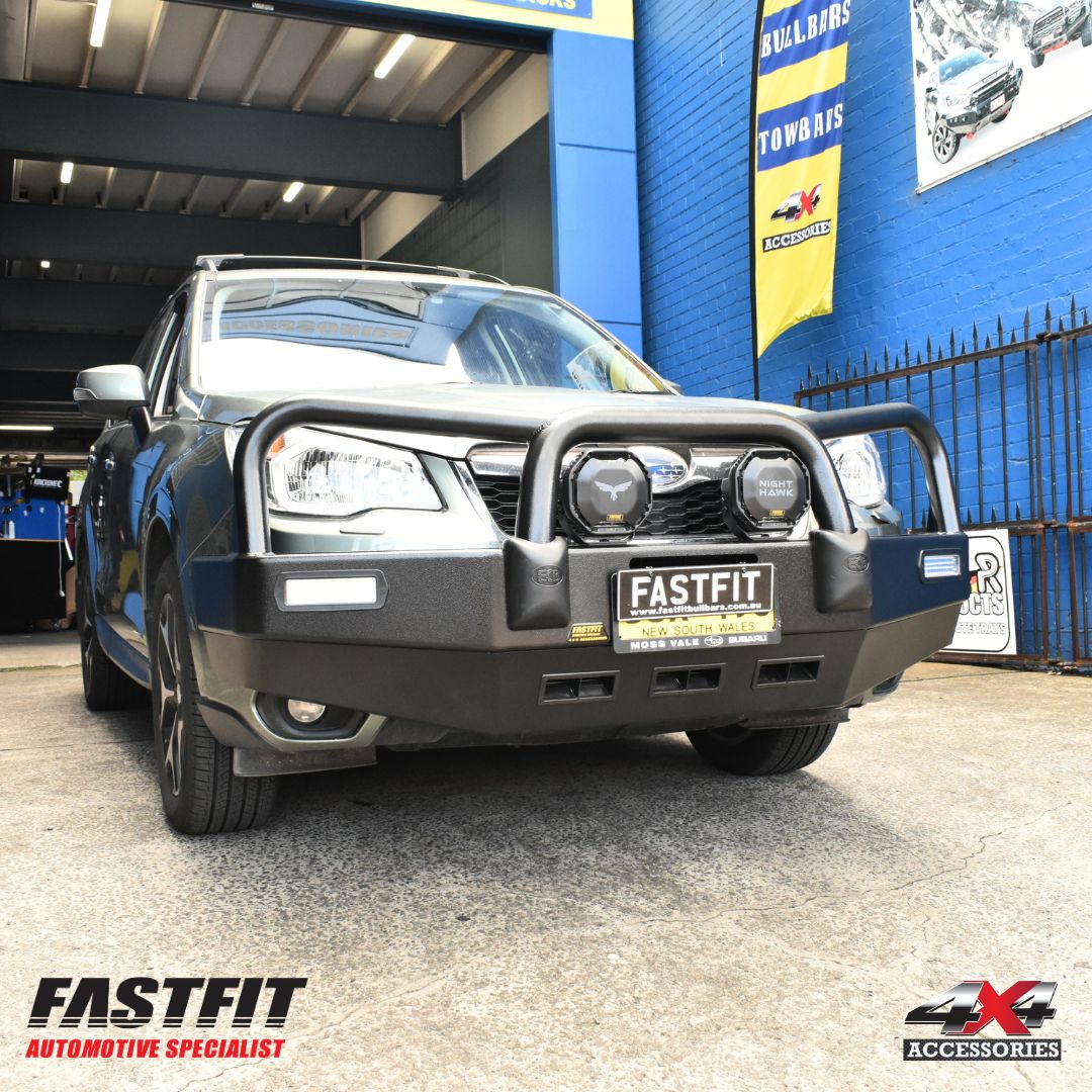 ECB BLACK RIPPLE BIG TUBE Bull Bars TO SUIT ON SUBARU FORESTER NON XT 02/2013-12/2015