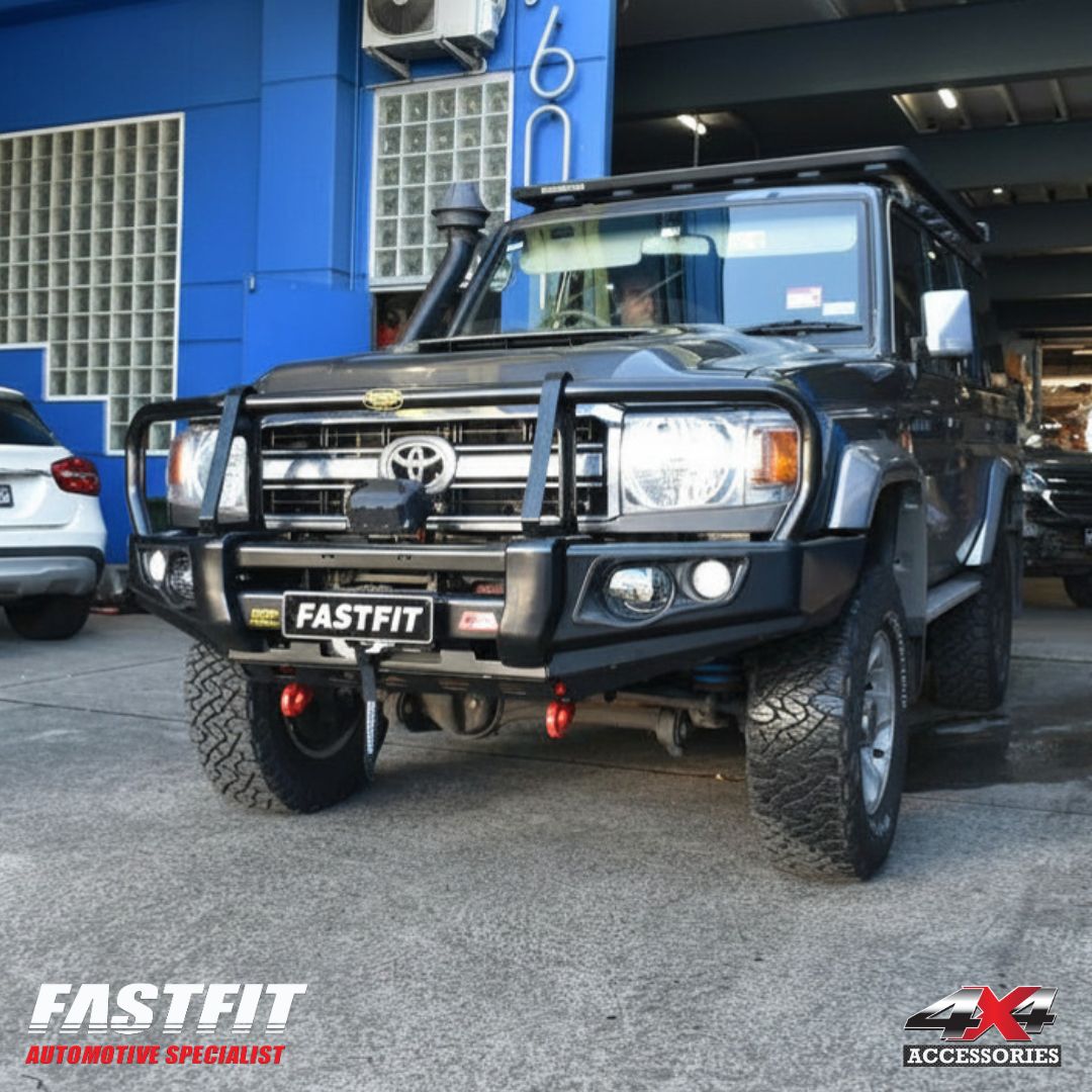 MCC 707-02 Falcon Bull Bar Black A-Frame Package (LED FOGLIGHT) to suit Toyota Land Cruiser 70 series (inc. 76 series) 2007-2022