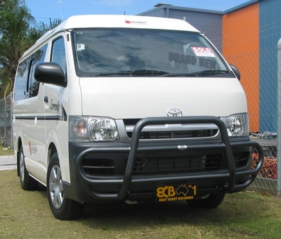 ECB Black Roo Bar to suit Toyota Hiace Super LWB and CommUTEr BUS 03/2005 to 02/2014