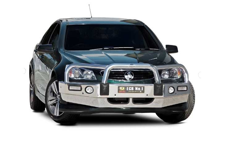 ECB BIG TUBE Bull Bars (BLACK) with Bumper Lights TO SUIT HOLDEN COMMODORE VF SV6 05/2013 to 08/2015