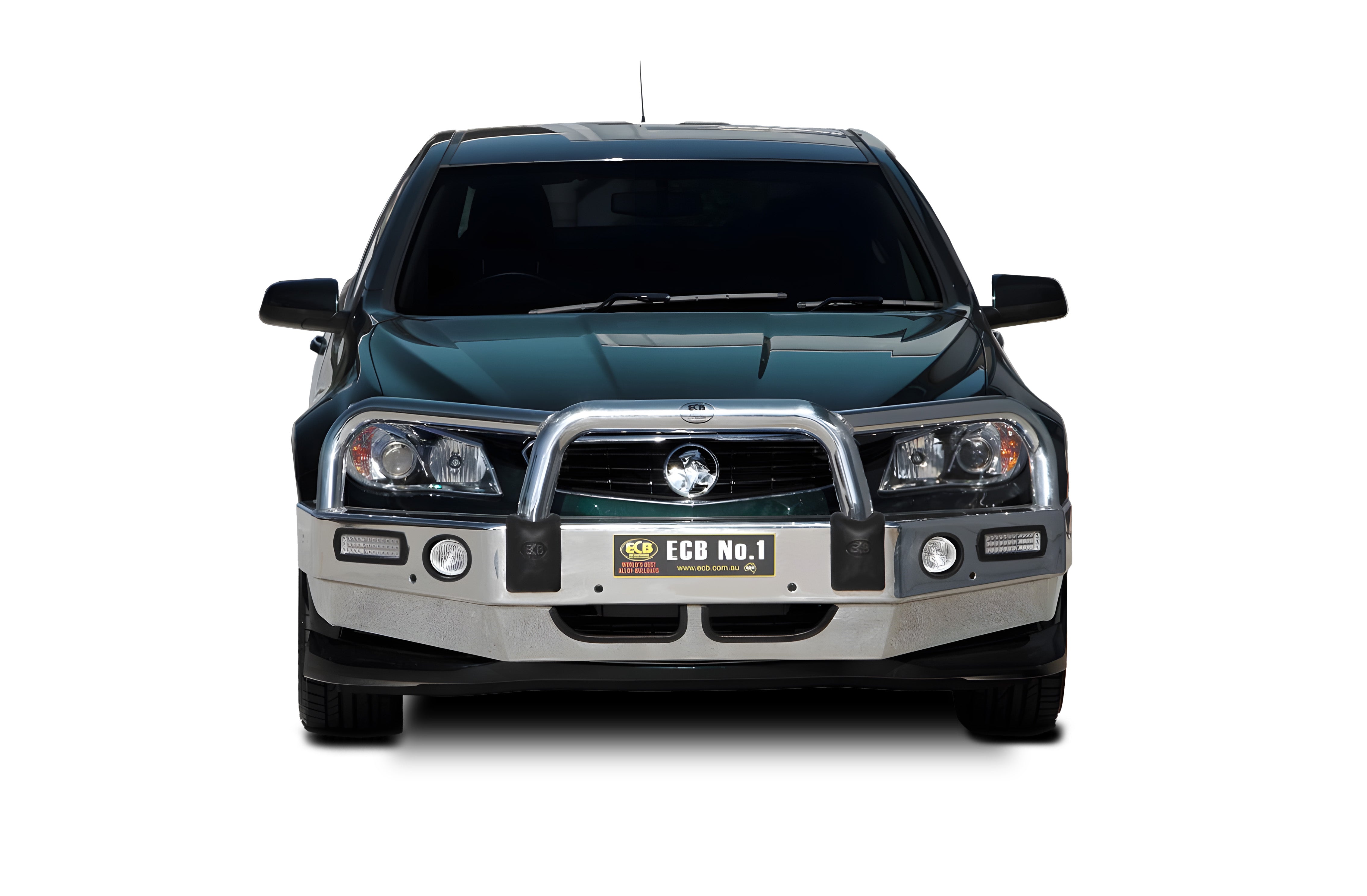 ECB BIG TUBE Bull Bars (BLACK) with Bumper Lights TO SUIT HOLDEN COMMODORE VF SV6 05/2013 to 08/2015
