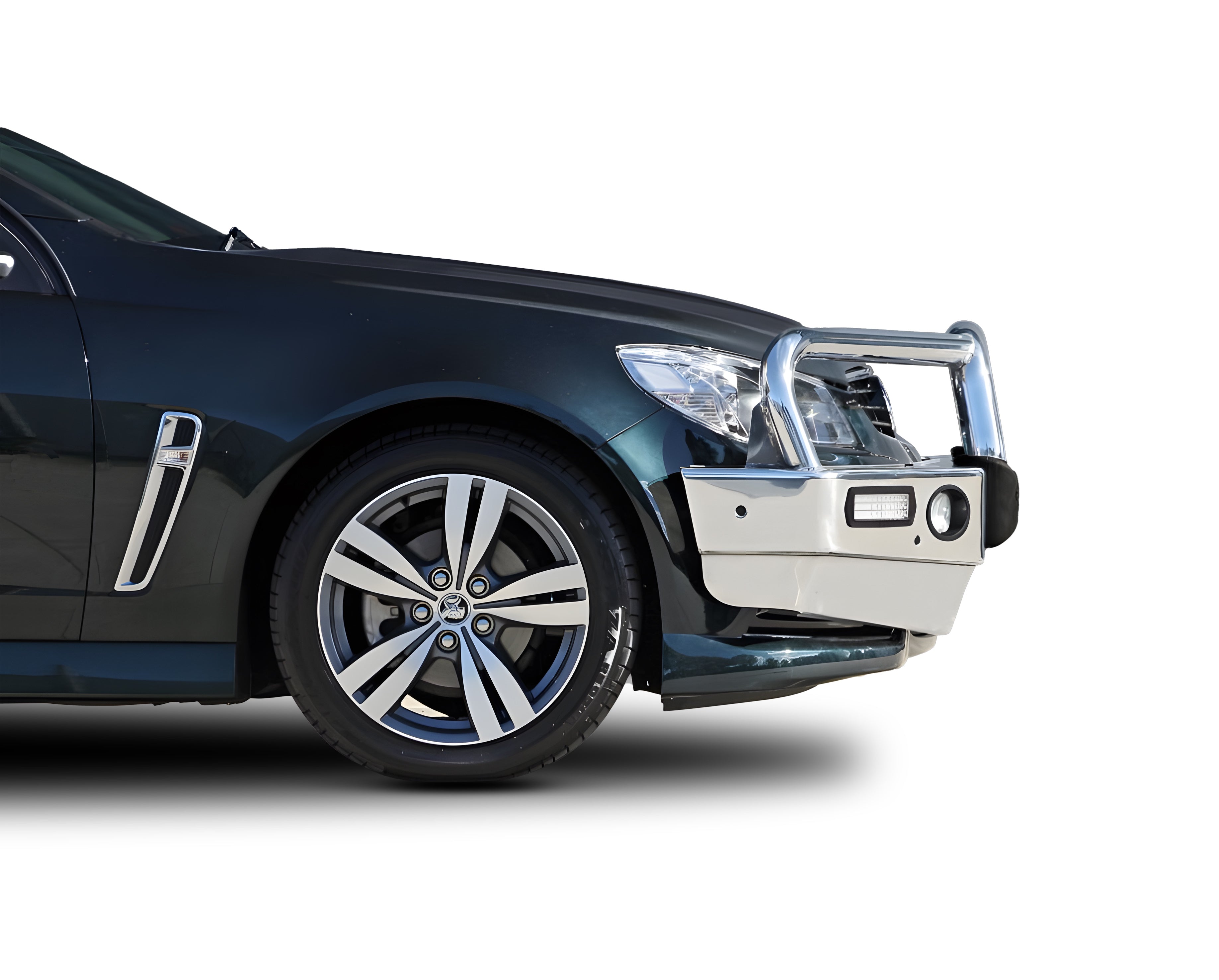 ECB BIG TUBE Bull Bars (BLACK) with Bumper Lights TO SUIT HOLDEN COMMODORE VF SV6 05/2013 to 08/2015