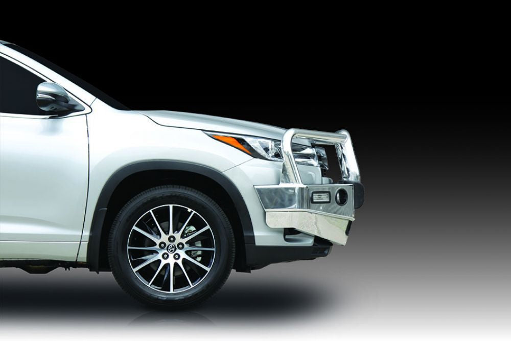 ECB Polished Big Tube Bull Bars with Bumper Lights to suit Toyota Kluger (11/2016 to 02/2021)
