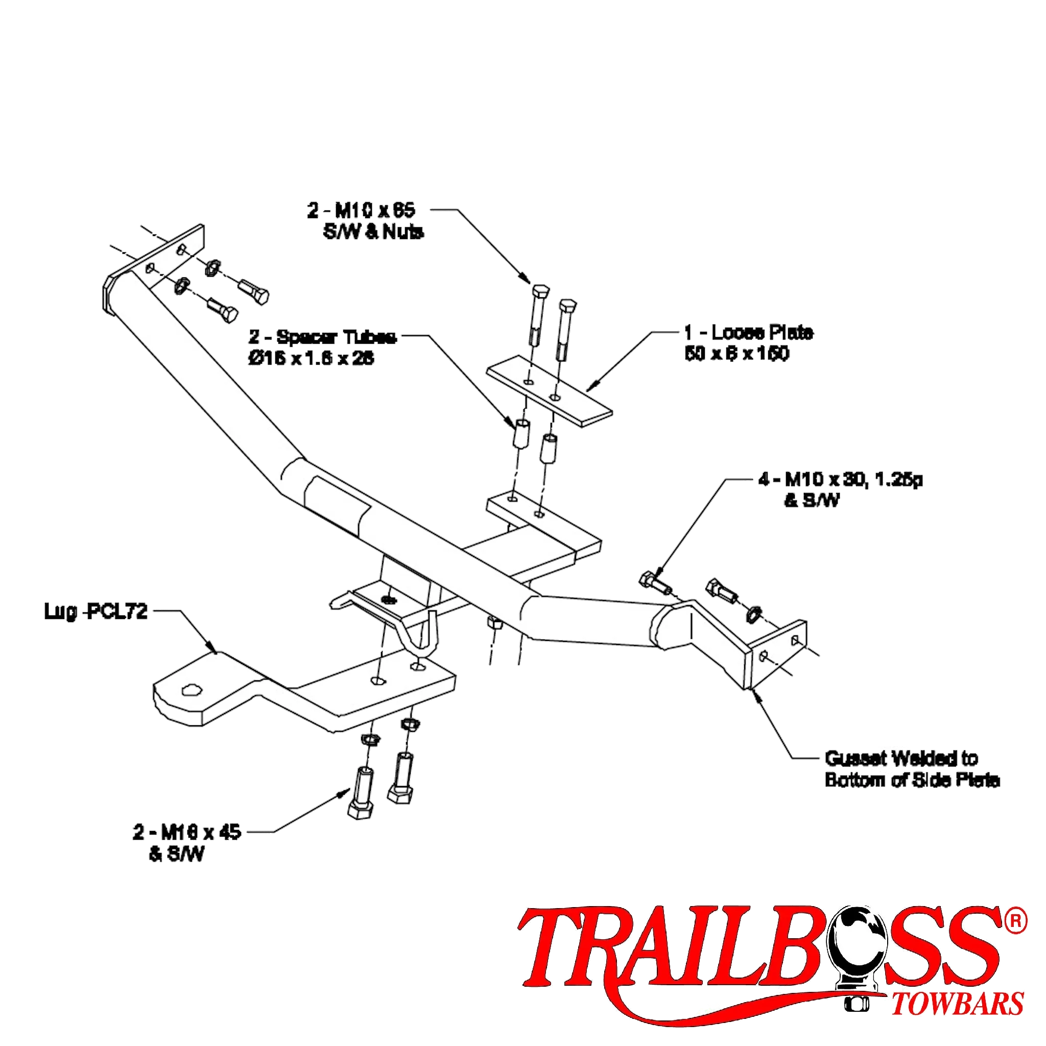 TrailBoss Towbar to suit Mitsubishi VERADA SEDAN V6 (MTO) 07/1991-09/1996