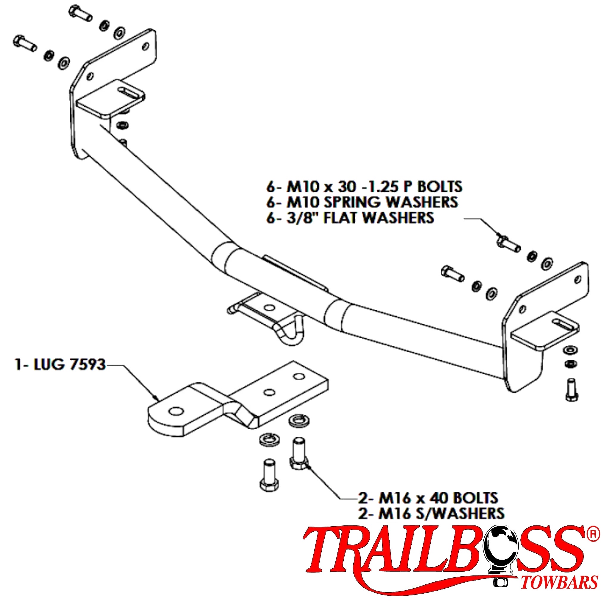 TrailBoss Towbar to suit Mitsubishi LANCER SEDAN 08/2002-09/2007