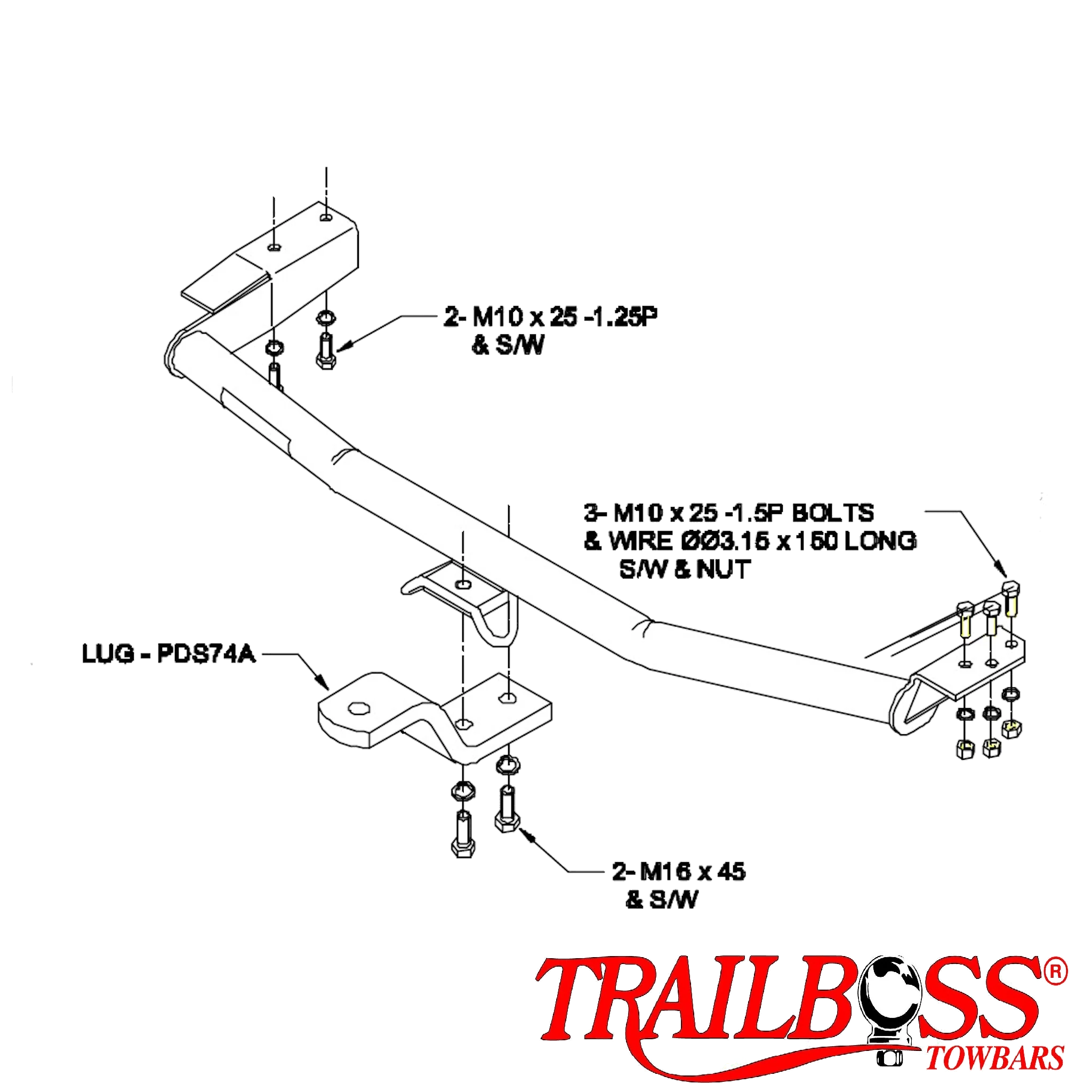TrailBoss Towbar to suit NISSAN PULSAR HATCH N15 (NOT SSS) 08/1995-07/2001