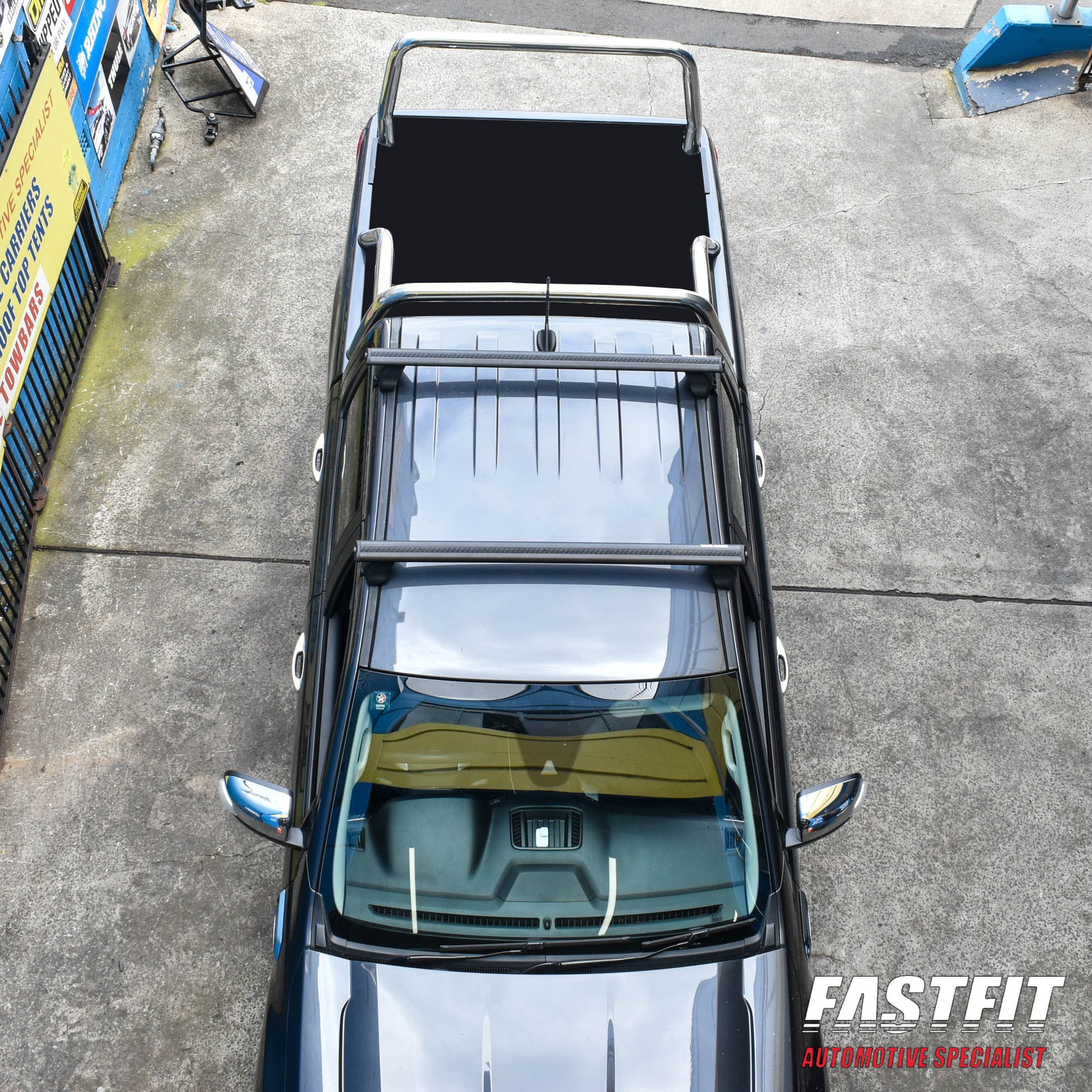 RHINO VORTEX 2500 BLACK 2 BAR ROOF RACK SYSTEM TO SUIT FORD RANGER 09/2011-ONWARDS