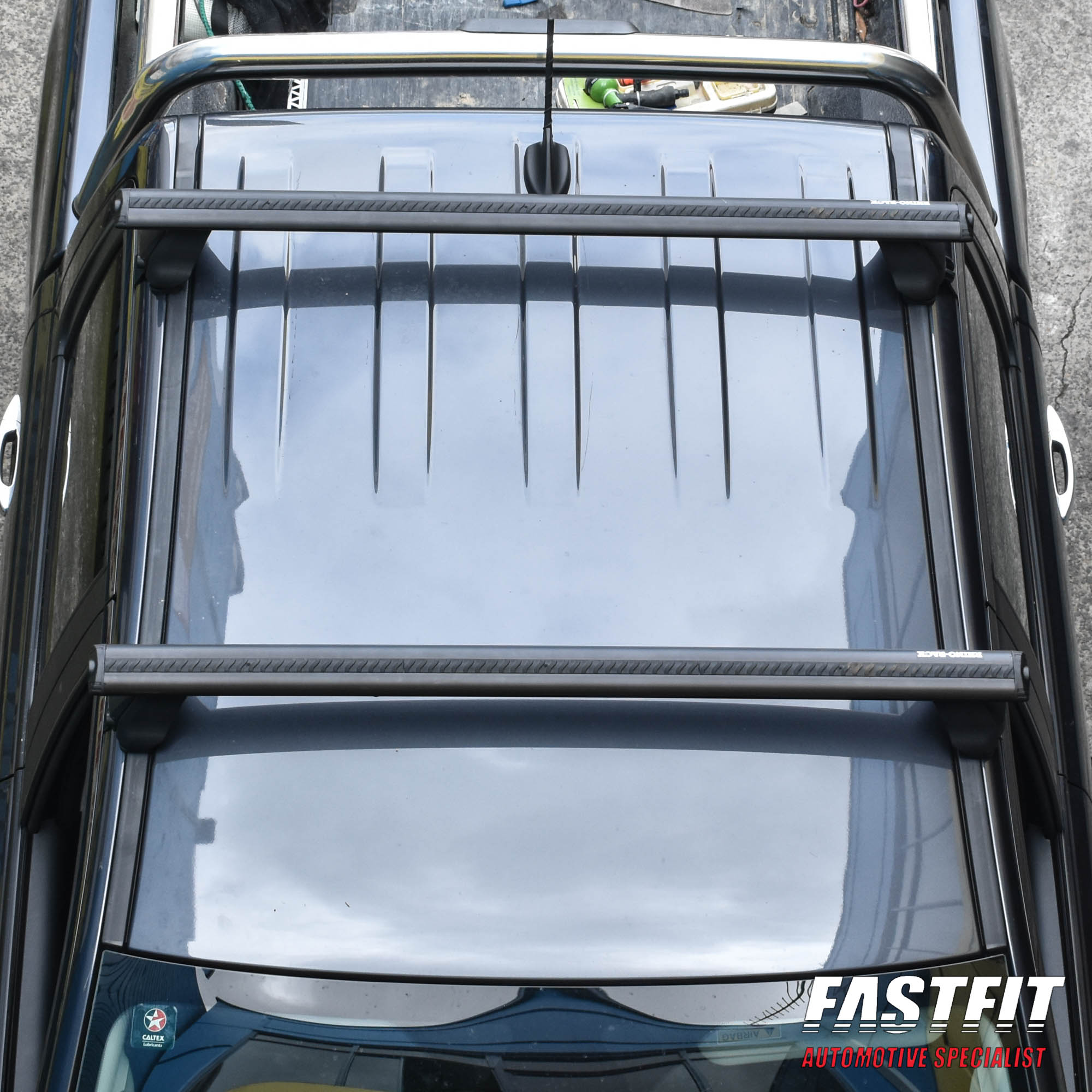 RHINO VORTEX 2500 BLACK 2 BAR ROOF RACK SYSTEM TO SUIT FORD RANGER 09/2011-ONWARDS