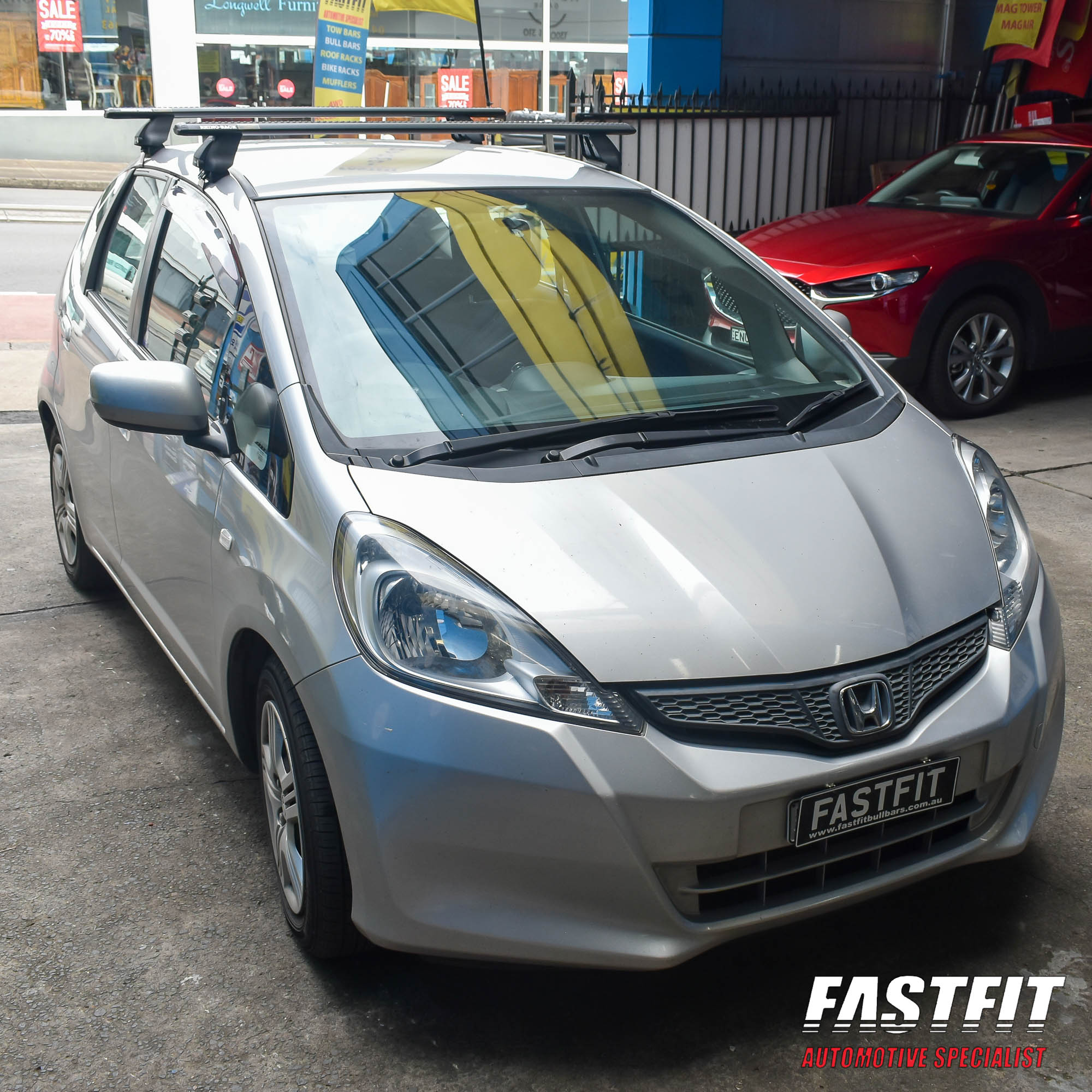 Rhino Vortex 2500 BLACK 2 BAR ROOF RACK to suit HONDA JAZZ 08/2008-ON