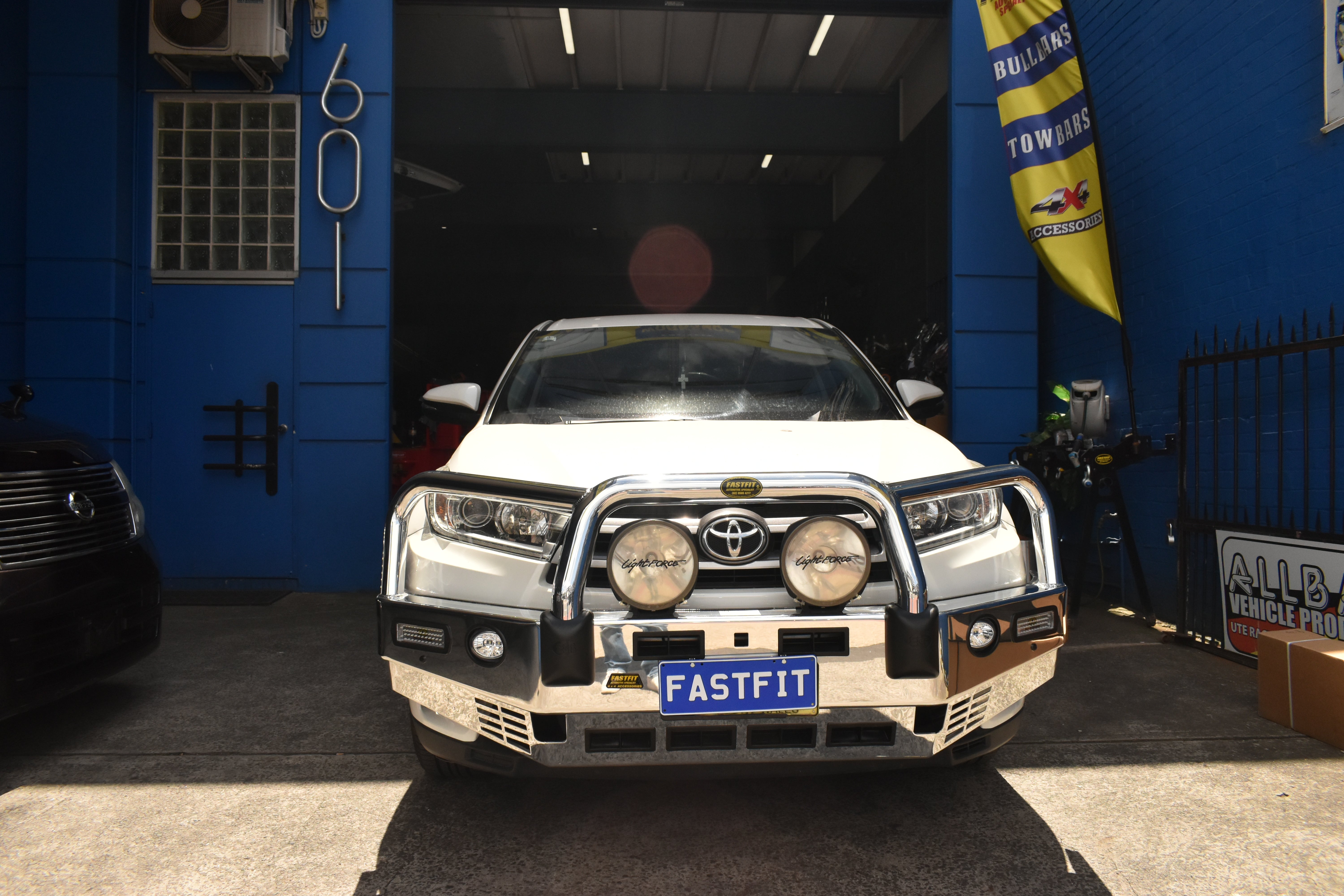 ECB Polished Big Tube Bull Bars with Bumper Lights to suit Toyota Kluger (11/2016 to 02/2021)