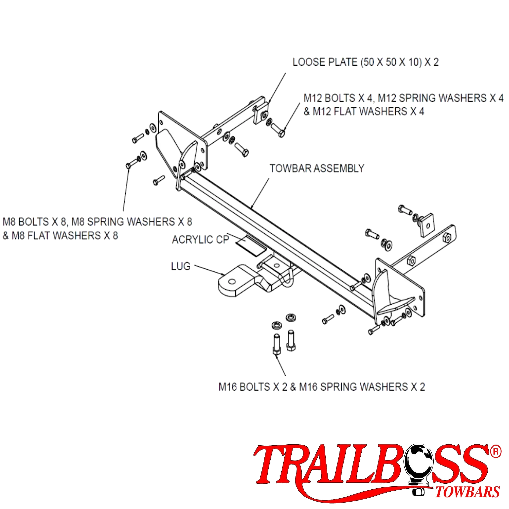 TRAILBOSS TowBar to suit FORD MONDEO WAGON (PETROL ONLY) 01/09-01/15