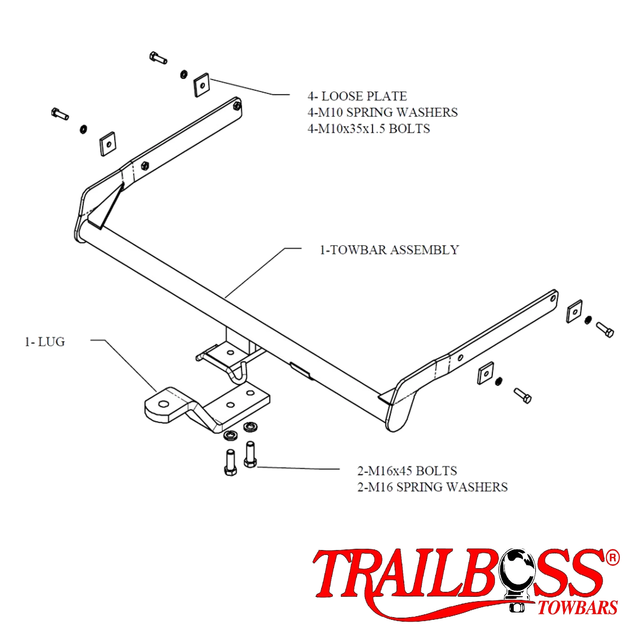TRAILBOSS TowBar to suit FORD FOCUS SEDAN 07/09-07/11