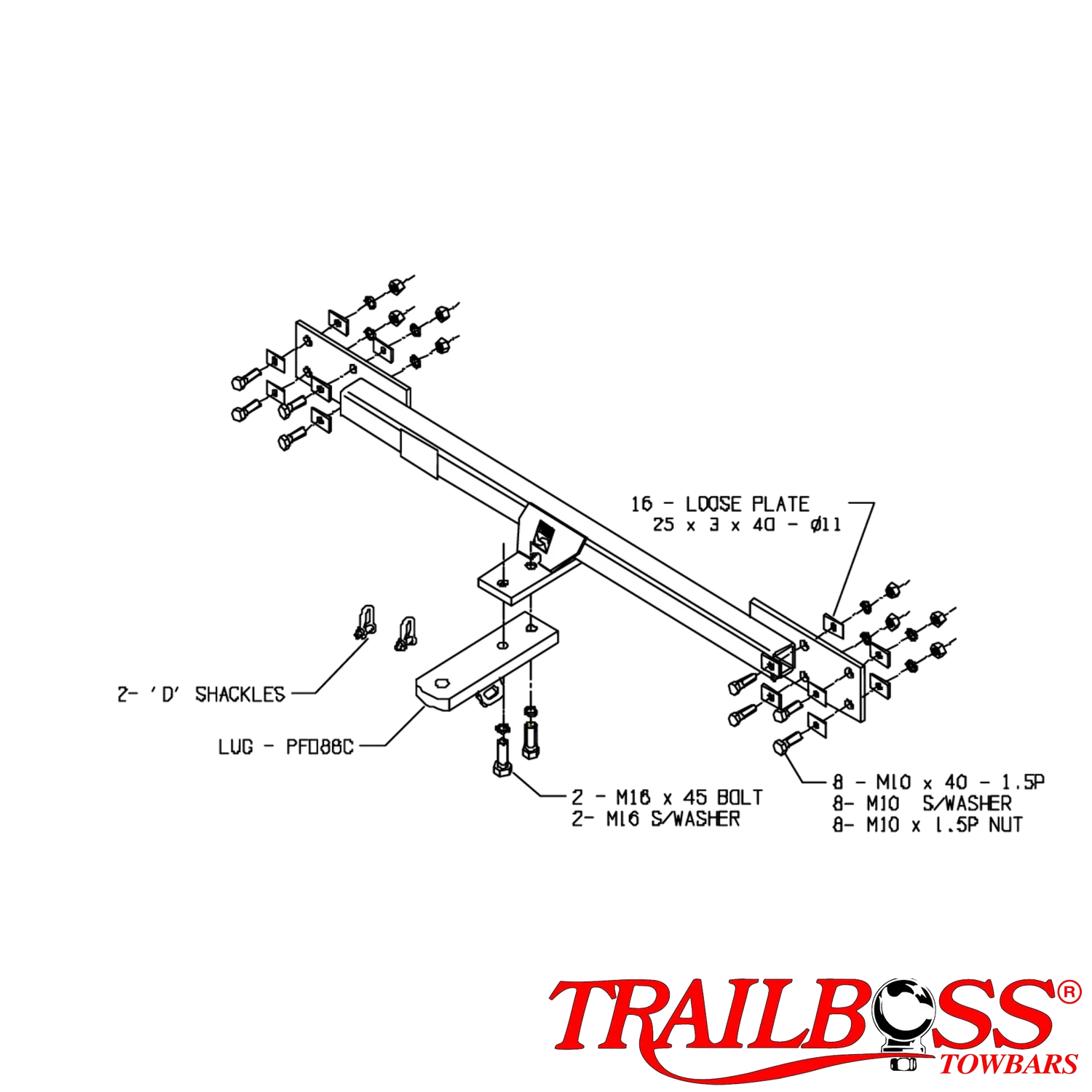 TrailBoss Towbar for Ford Falcon AU BA BF Wagon 01/1988 - 07/2011