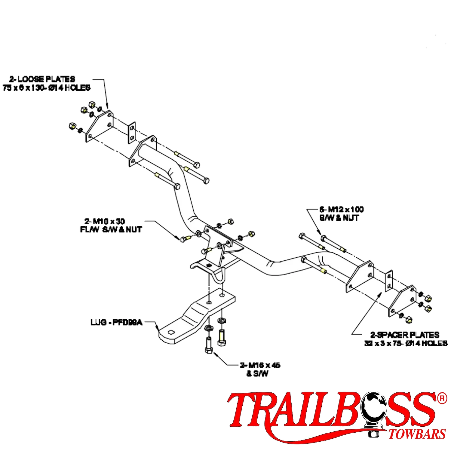 TrailBoss Towbar to suit Ford Falcon XH Tub Body 04/1996 - 06/1999
