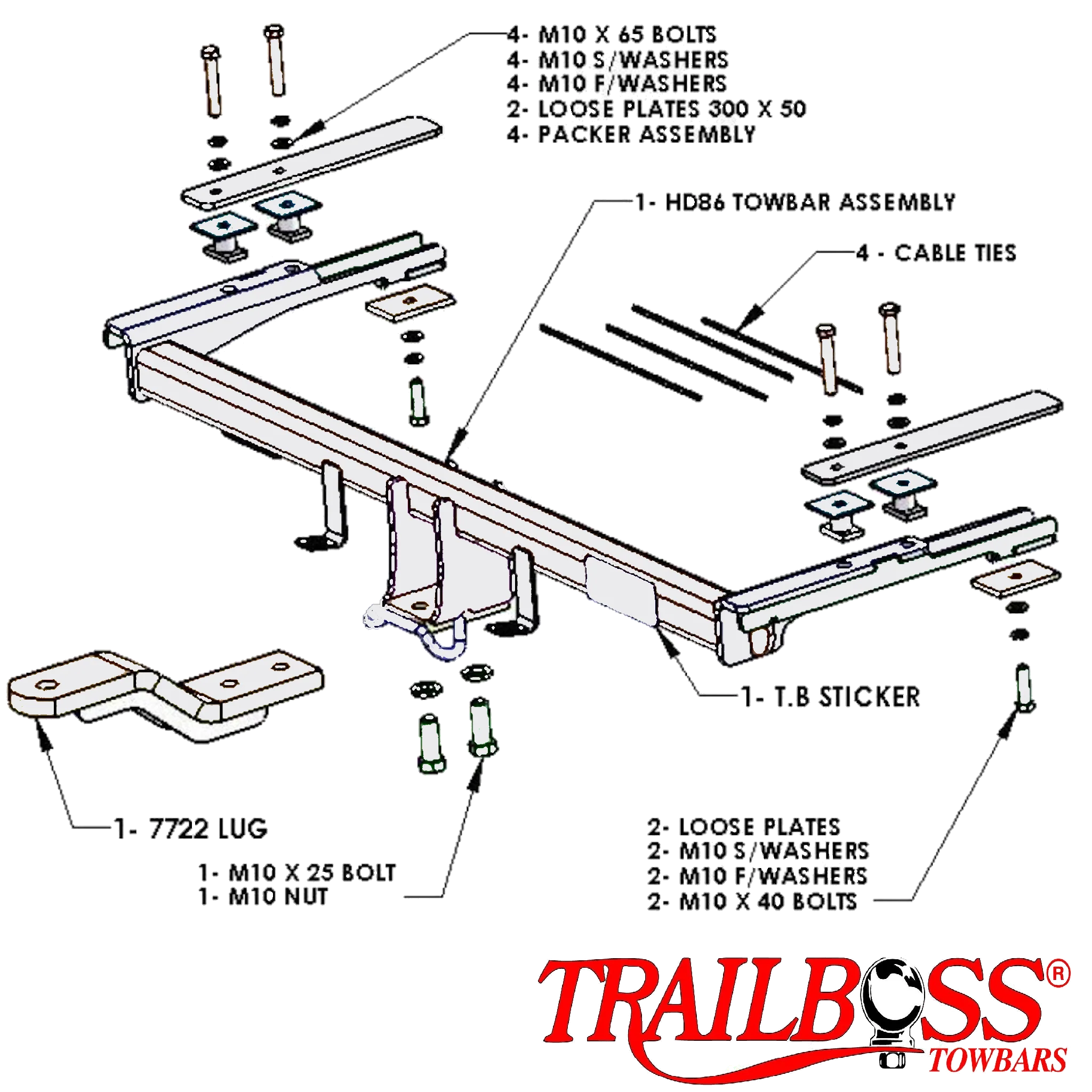 TrailBoss Towbar to suit HOLDEN EPICA SEDAN (NOT CDXI) 03/2007-02/2011