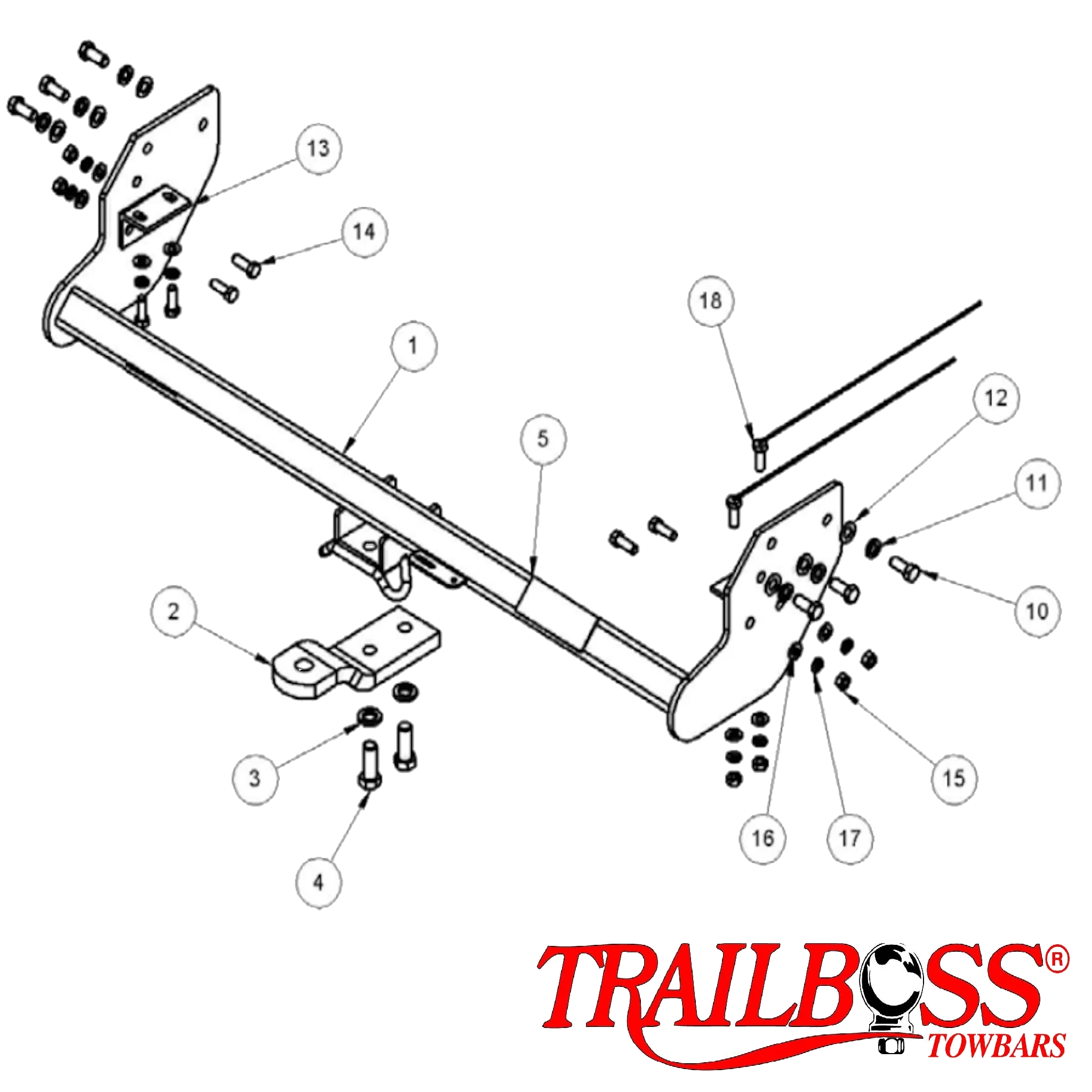 TrailBoss Towbar to suit HOLDEN COLORADO & D-MAX DX/LX 2WD/4WD (NO STEP) 07/2003-05/2012