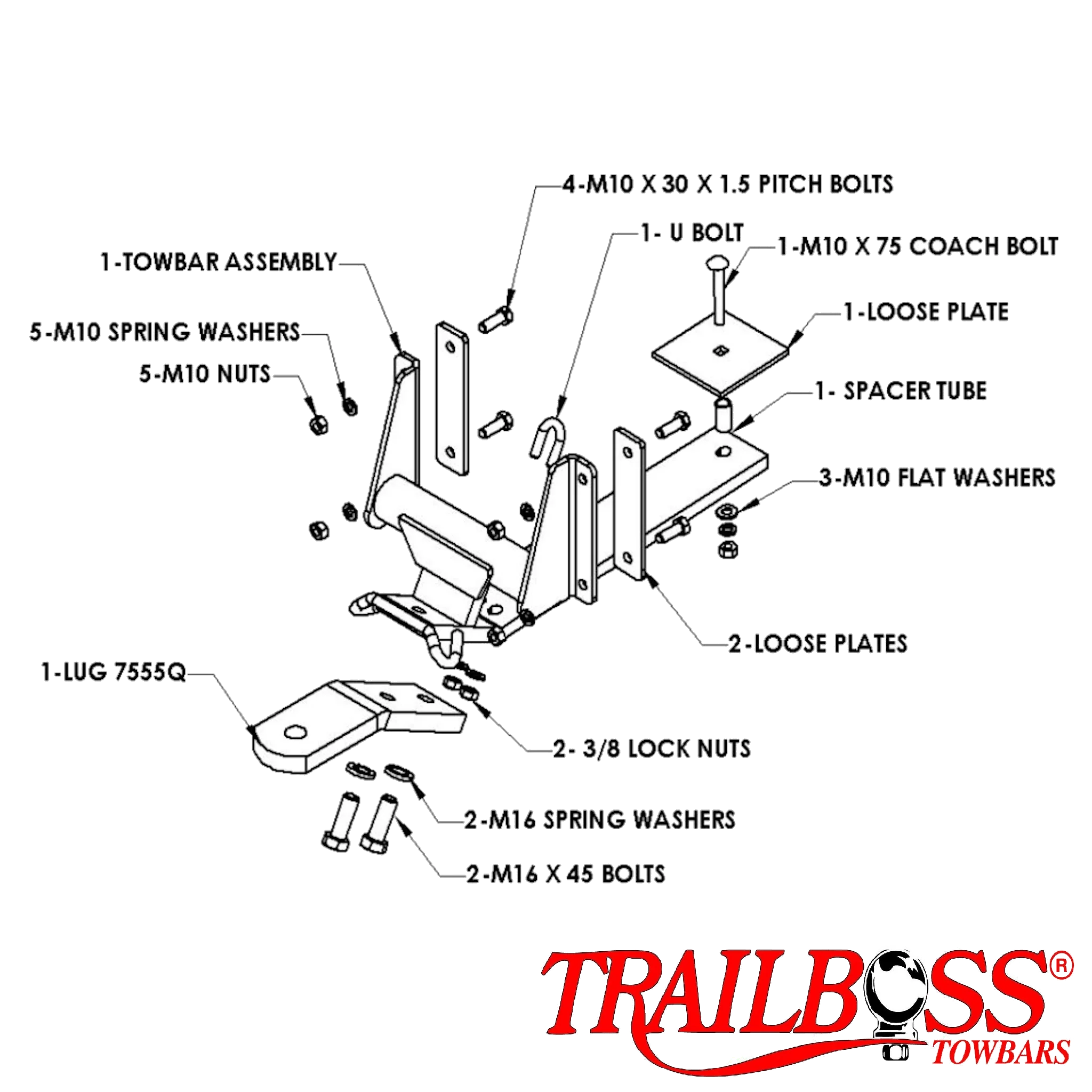 TrailBoss Towbar to suit HONDA JAZZ HATCH GD 5D 10/2002-02/2006