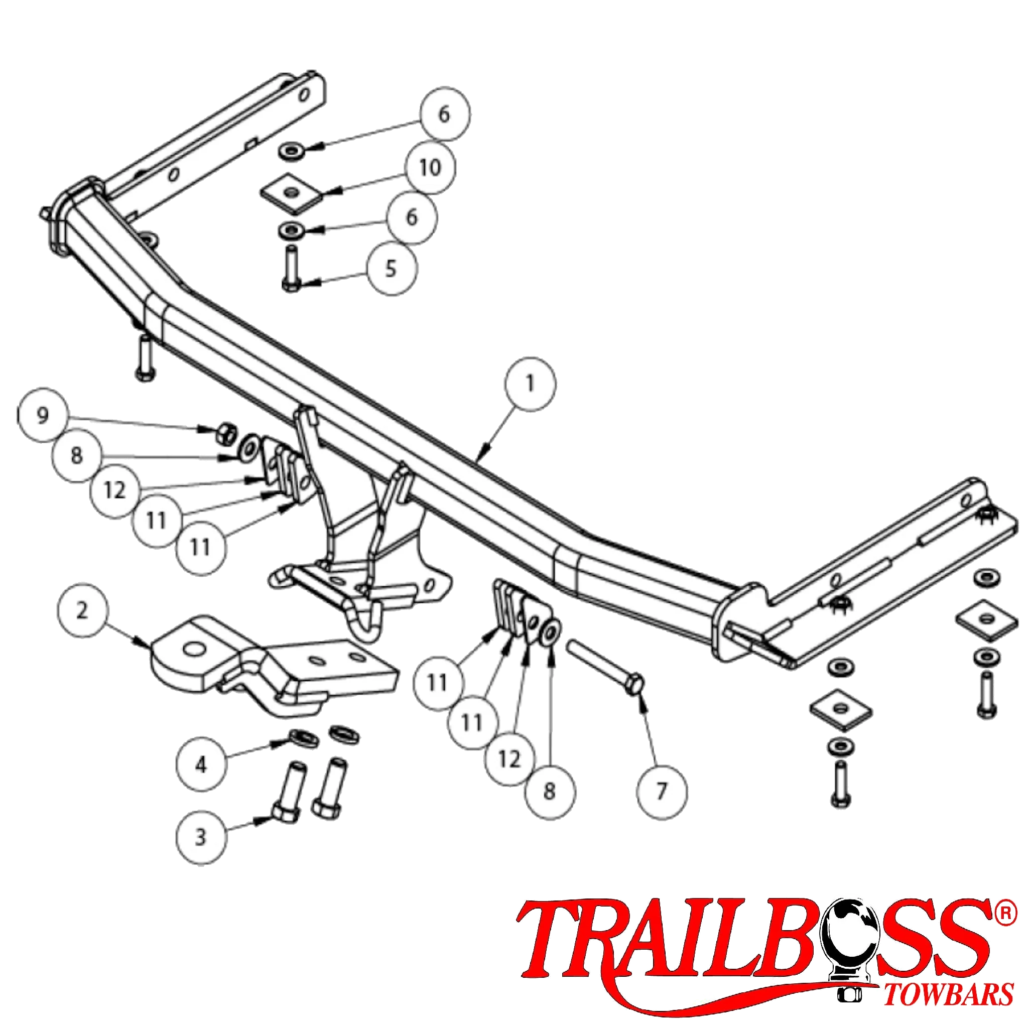 TrailBoss Towbar to suit HONDA CIVIC HATCH (FITS DIESEL MODEL 06/13-ON) 06/2012-06/2016