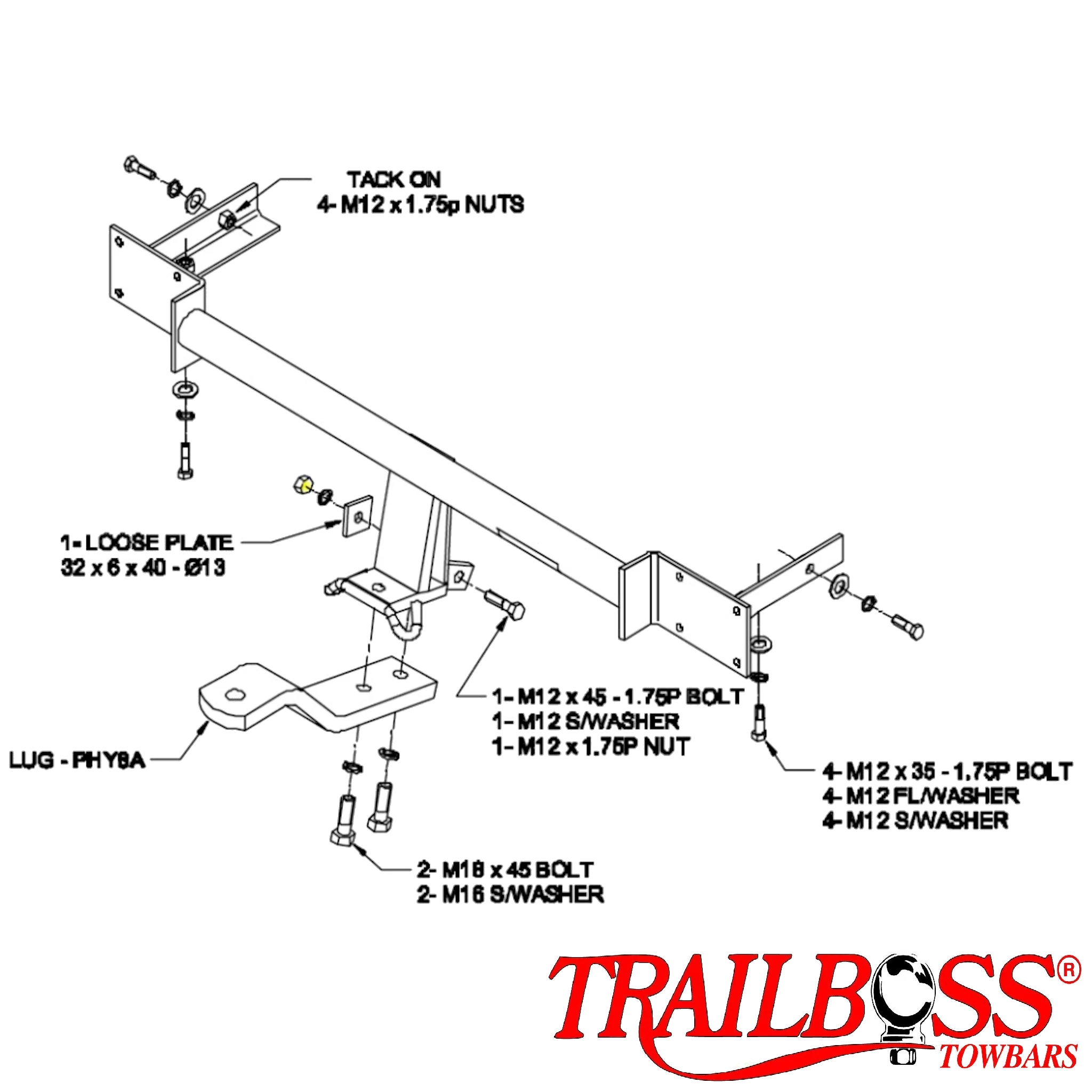 TrailBoss Towbar to suit HYUNDAI LANTRA SEDAN 09/1995-12/2000