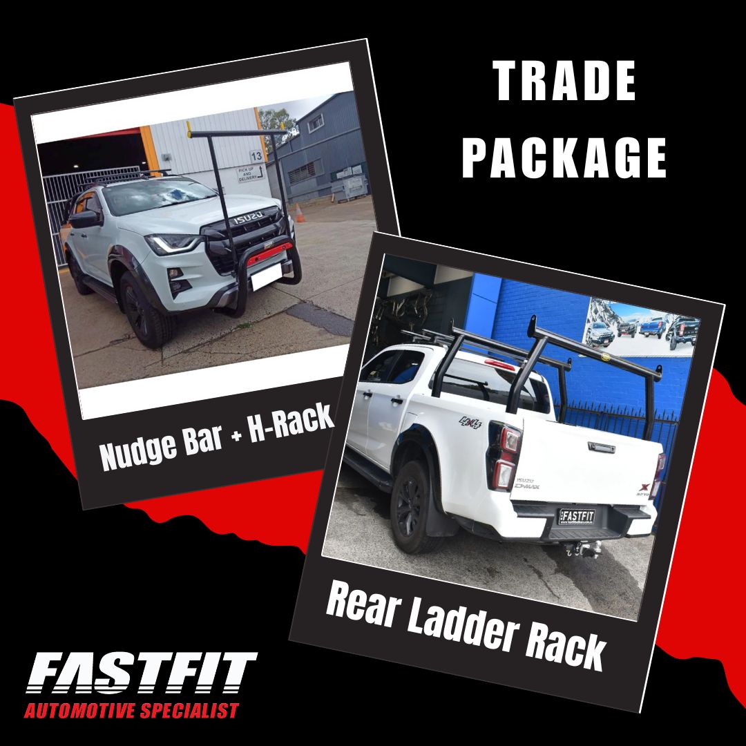 TRADE PACKAGE (BLACK REAR LADDER RACK) TO SUIT ISUZU DMAX 2021 - 06/2024 (FRONT RADAR)