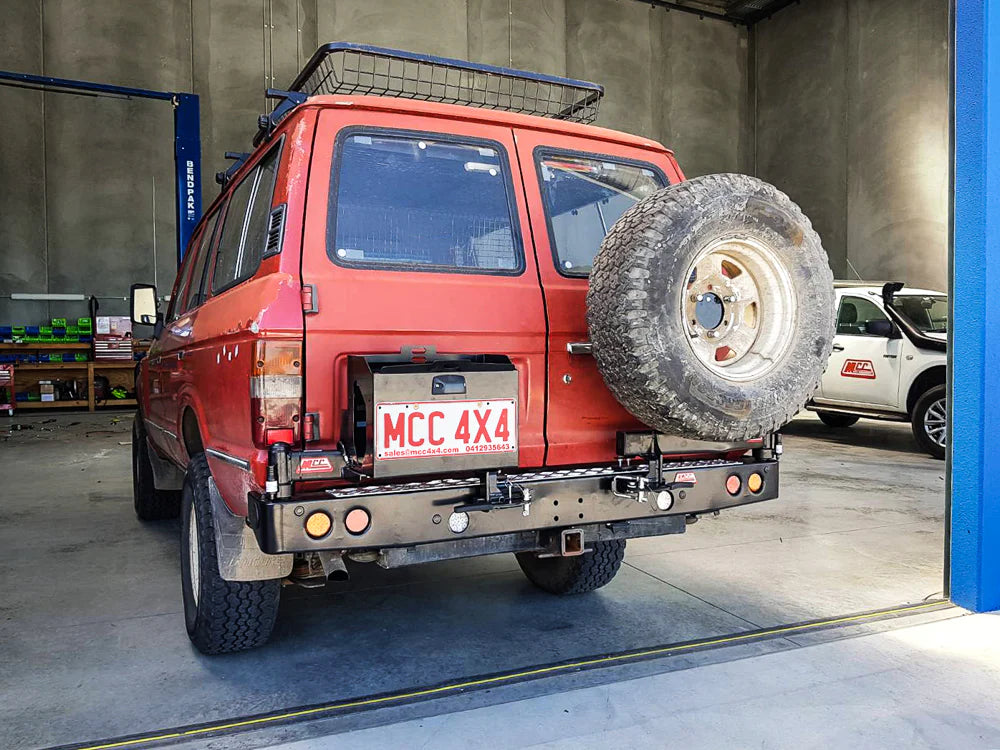 MCC 022-02 Rear Wheel Carrier Single Jerry Can Holder Package to suit Toyota Land Cruiser 60 series 1980-1990