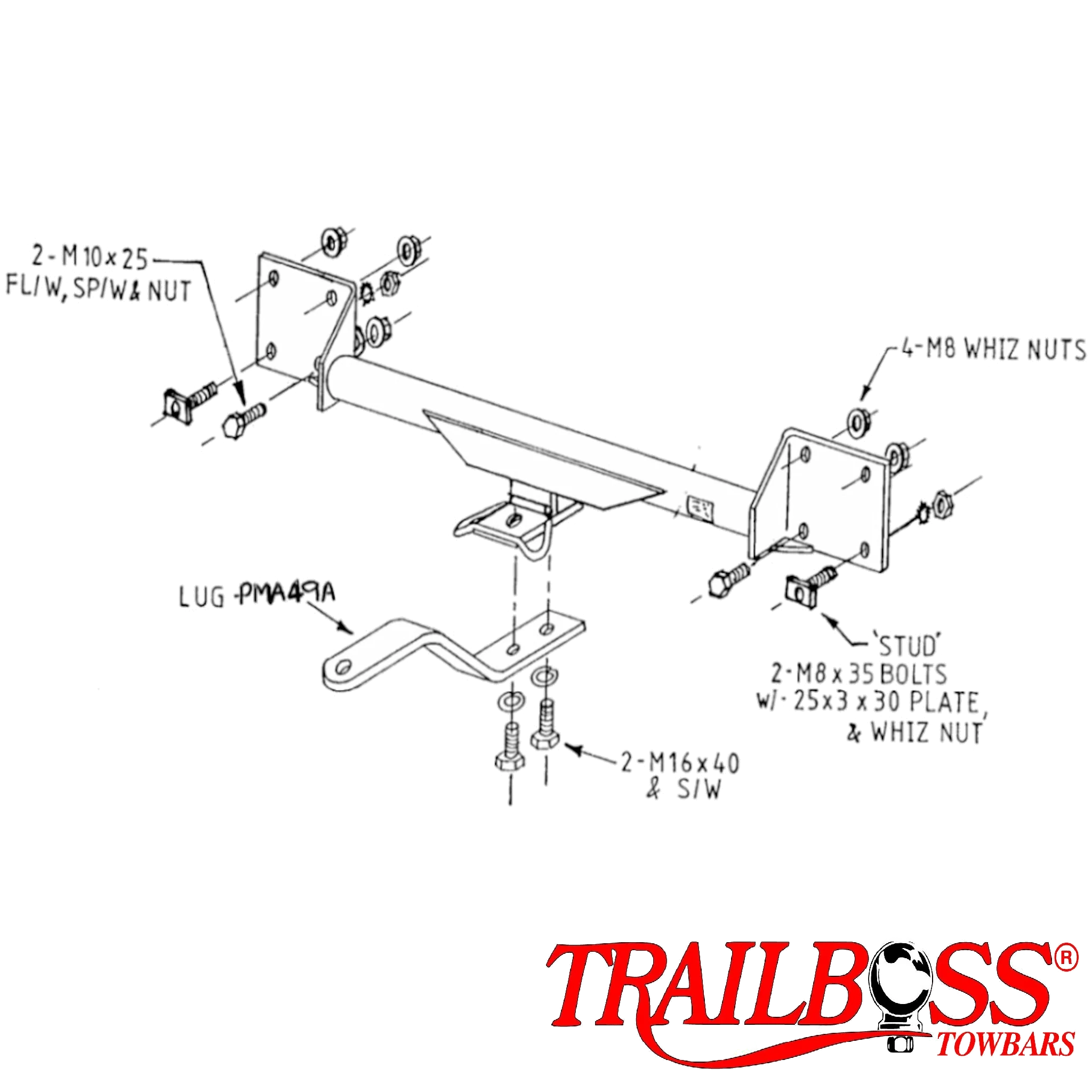TRAILBOSS TowBar to suit FORD LASER KF/KH/KF2 SEDAN/ HATCH 04/90-09/94