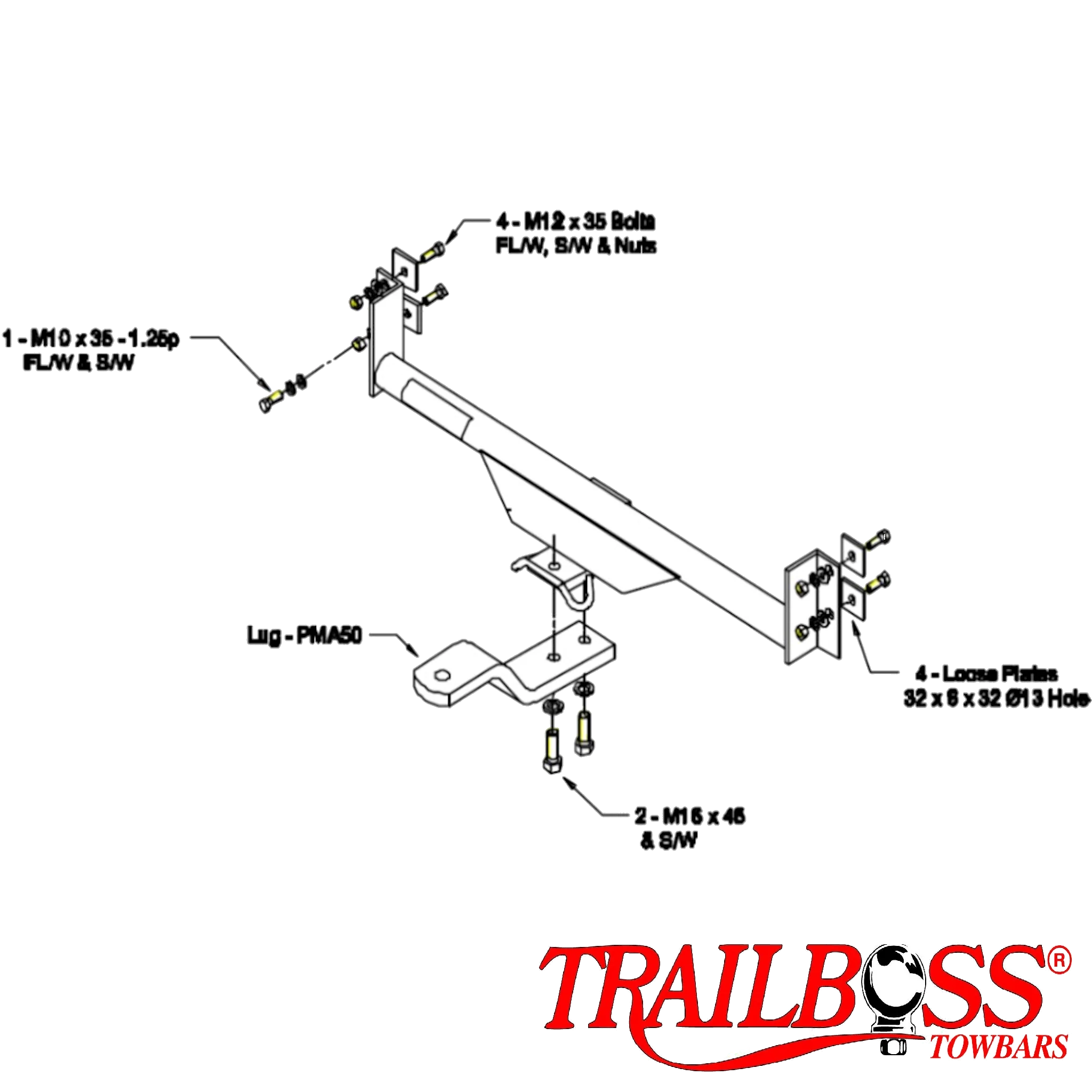 TrailBoss Towbar to suit MAZDA 626 HATCH SEDAN & MX-6 11/1991-05/1997