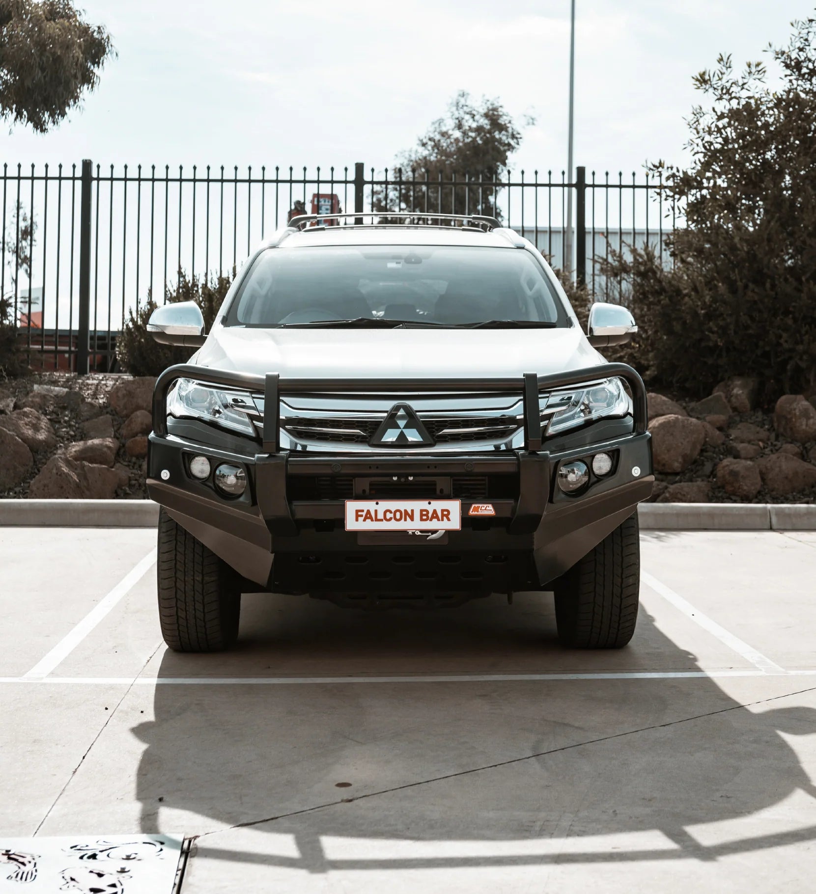 MCC 707-02 Falcon Bull Bars Black A-Frame Package (LED Foglight) to suit MITSUBISHI Pajero Sport QE 2015-2020
