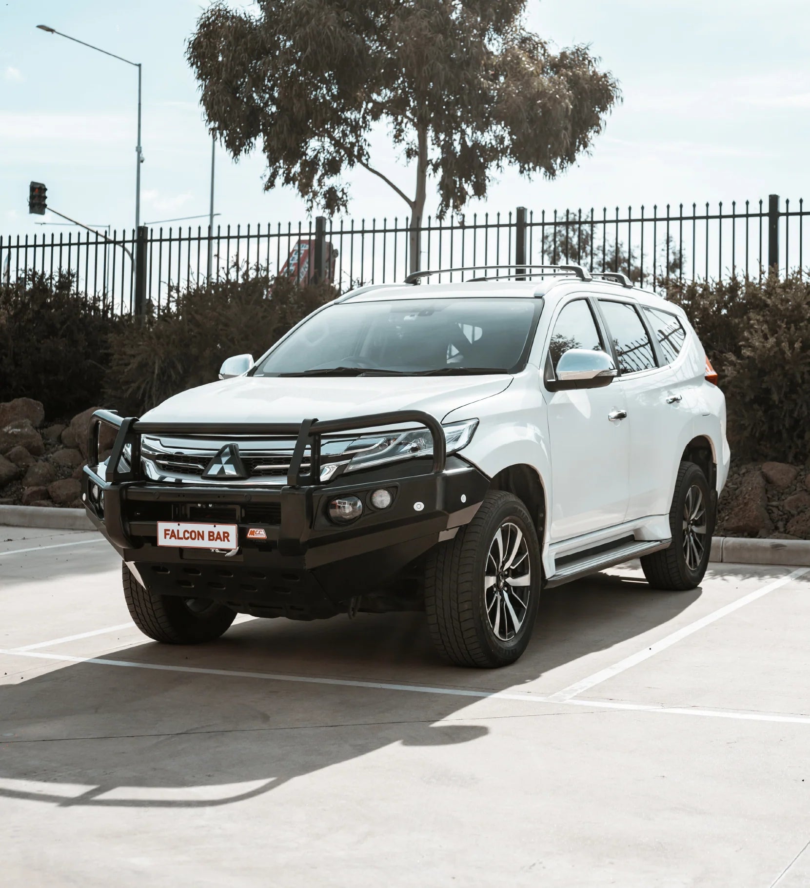 MCC 707-02 Falcon Bull Bars Black A-Frame Package (LED Foglight) to suit MITSUBISHI Pajero Sport QE 2015-2020