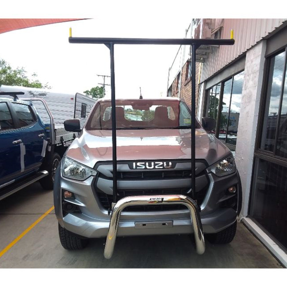 Polished Nudgebar with Black Hrack suitable for use with 2022 Isuzu DMax compliant with front Radar