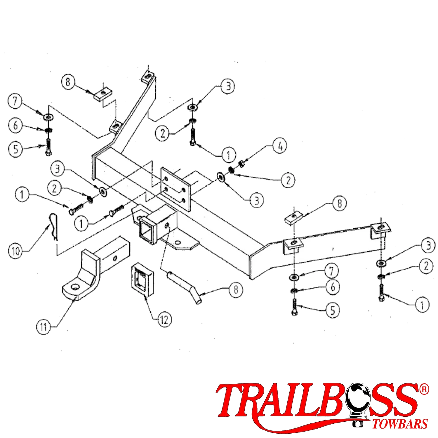TrailBoss HEAVY DUTY Towbar to suit TOYOTA LANDCRUISER 80 SERIES 4WD WAGON 08/1996-02/1998