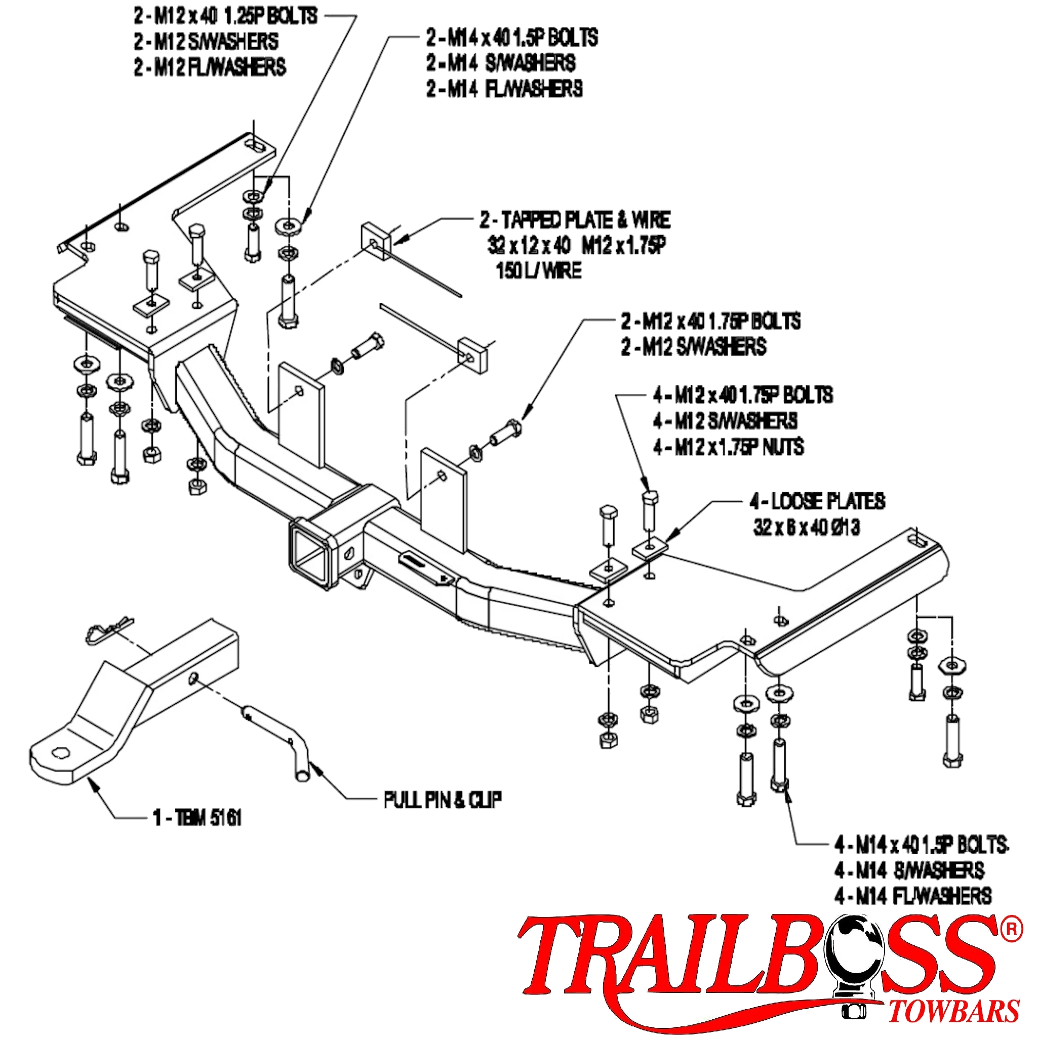 TRAILBOSS TOWBAR TO SUIT Toyota LandCruiser 100 Series (IFS) SUV 03/1998 - 10/2007