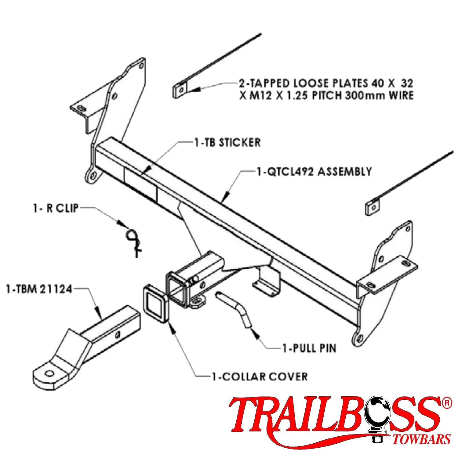 TrailBoss Heavy Duty Towbar to suit Mitsubishi Pajero 5 Door SUV 12/2006 - ON