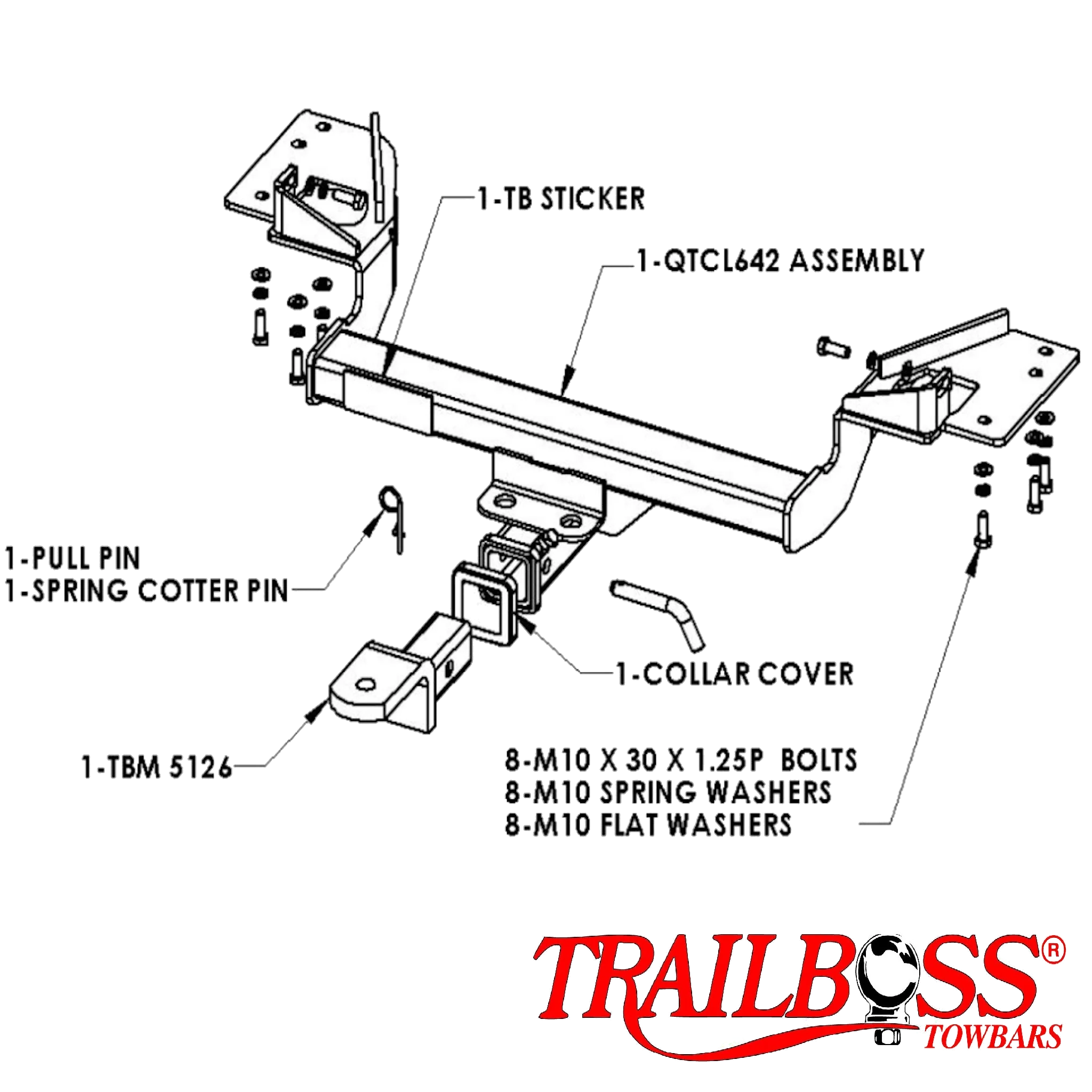 TrailBoss Towbar to suit Mitsubishi MAGNA 380 SEDAN 10/2005-04/2008