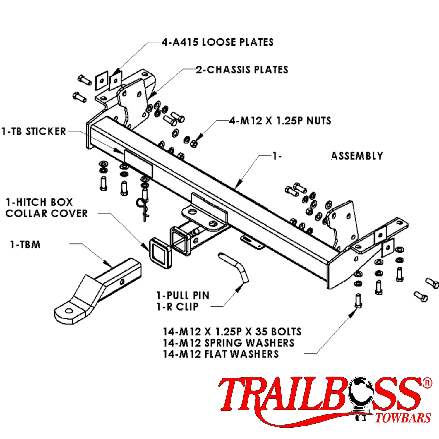 TrailBoss Towbar for Nissan Navara D40 Tub Body With Step 01/2010 - 02/2015