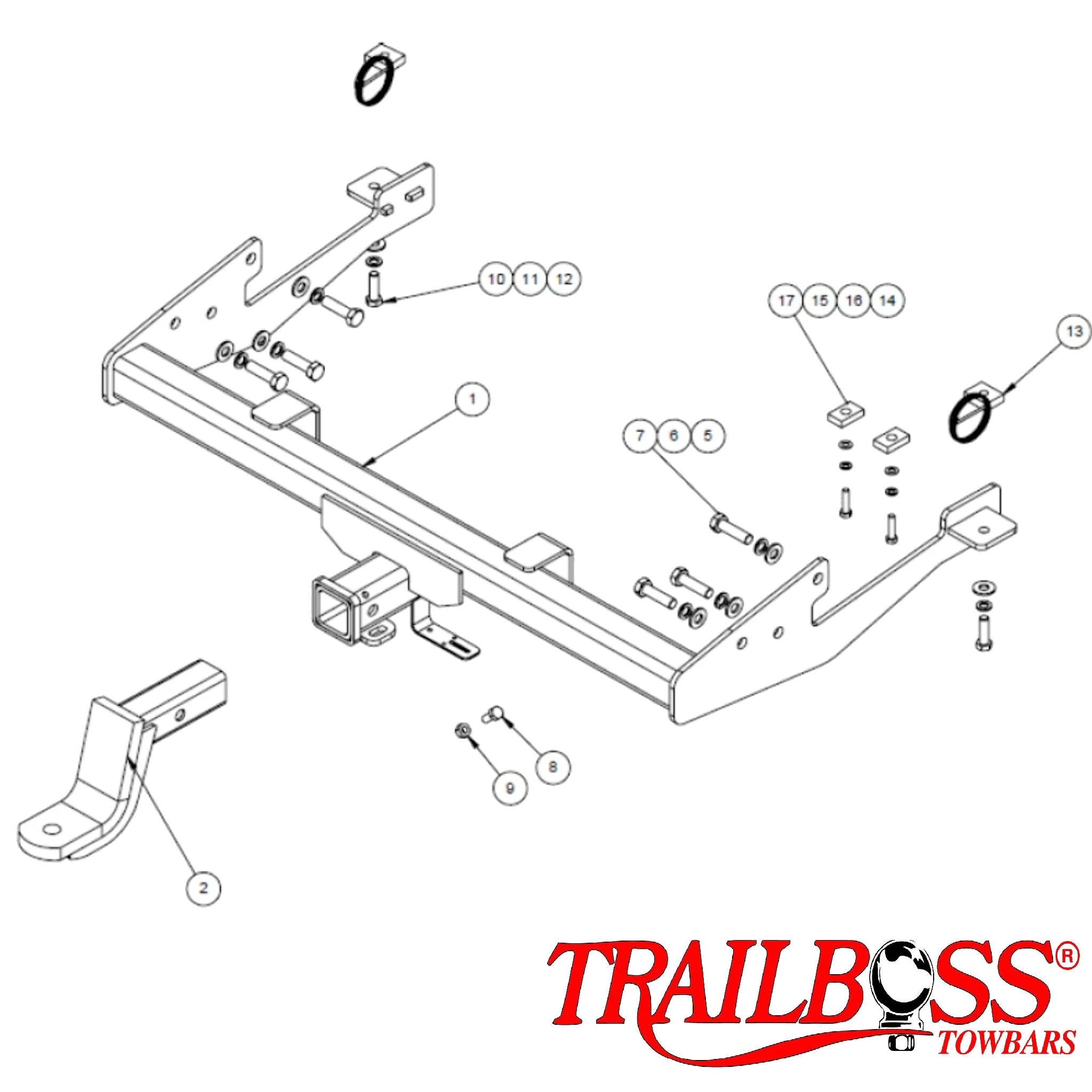 TrailBoss HEAVY DUTY Towbar to suit NISSAN PATHFINDER Ti550 SUV (VEHICLES WITH 3500KG TOW CAPACITY) 10/2010-09/2013