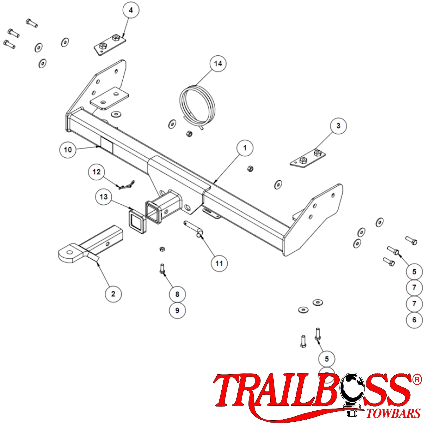 TRAILBOSS Heavy Duty TowBar to suit MAZDA BT-50 2WD 4WD CAB CHASSIS 08/2015 - 06/2020