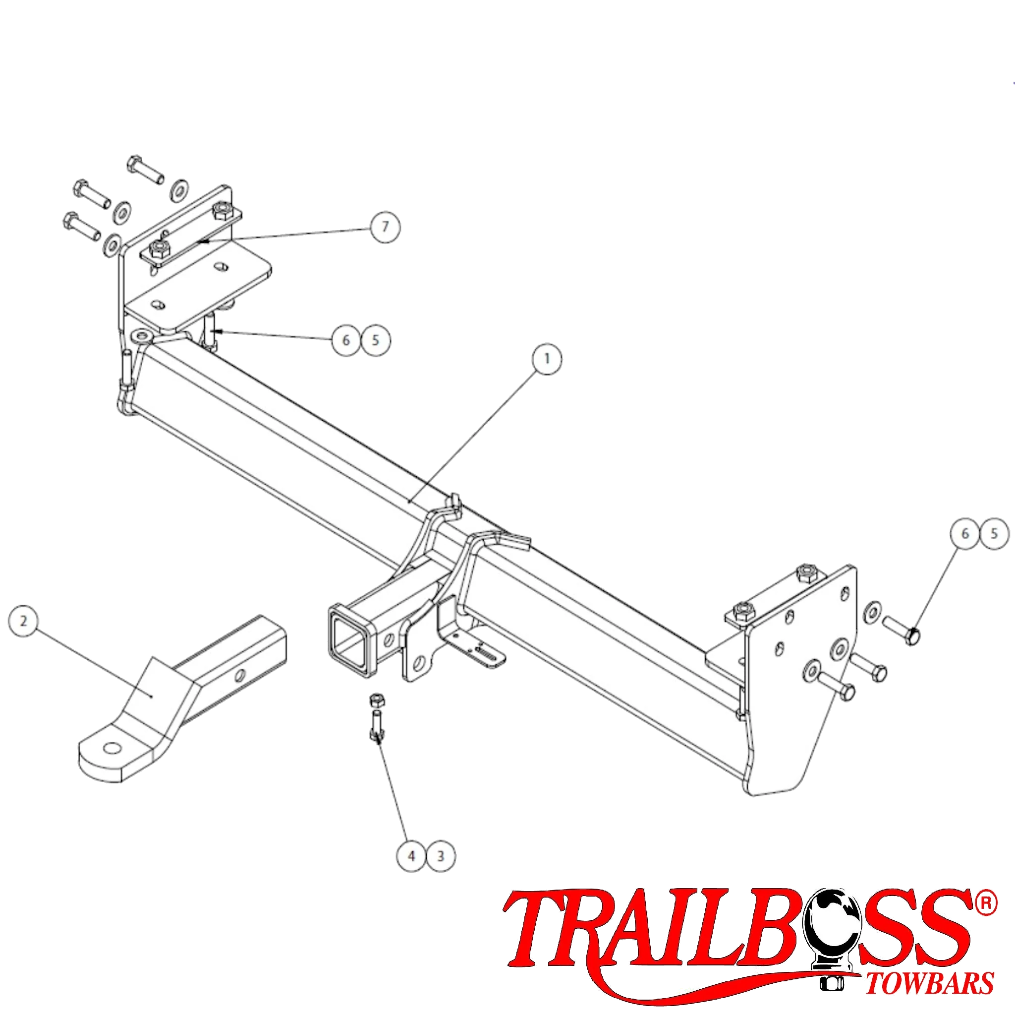 TrailBoss Heavy Duty Towbar to suit ISUZU D-MAX UTE 2WD/ 4WD (NO STEP) 06/2012-07/2020
