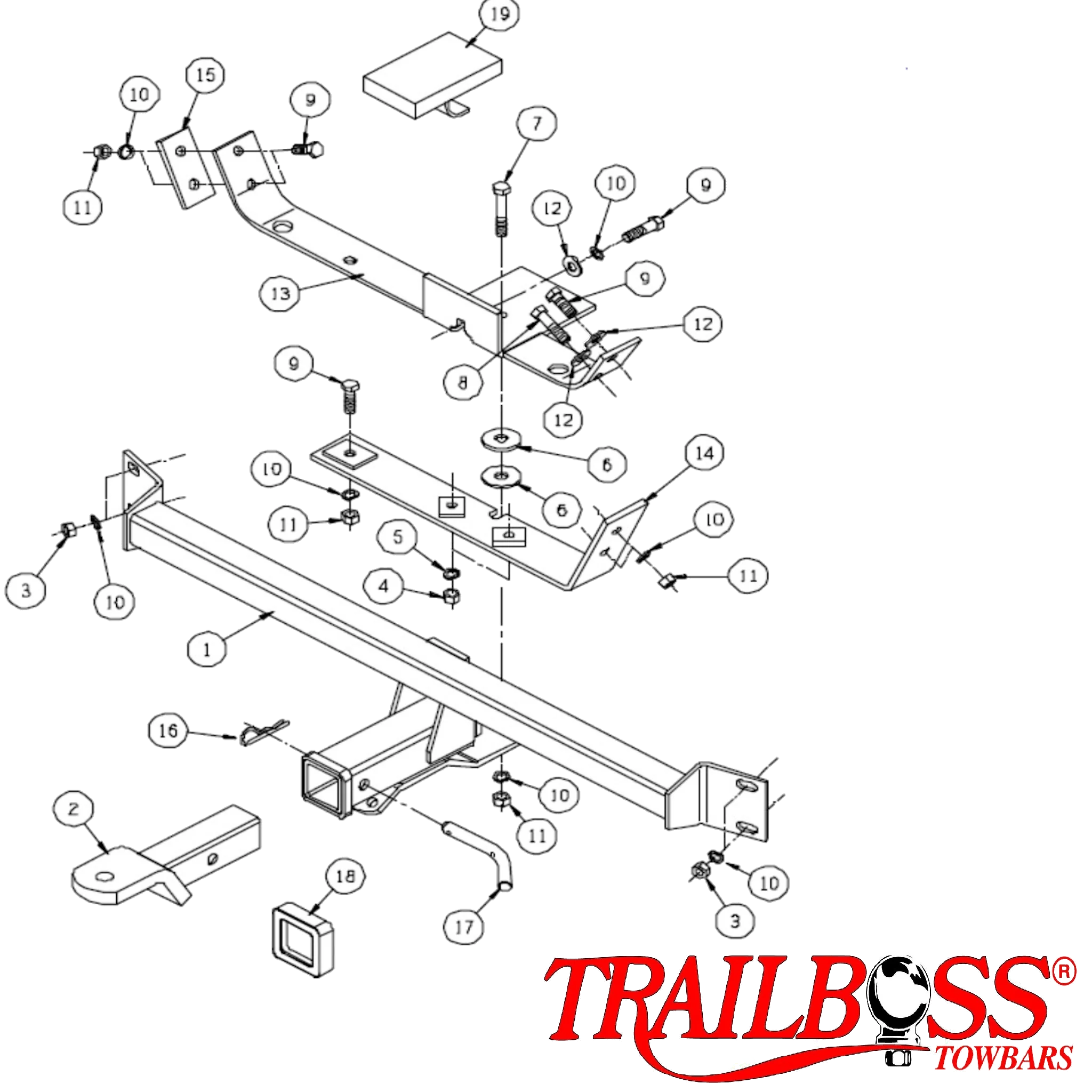 TrailBoss Heavy Duty Towbar to suit HOLDEN COMMODORE SEDAN BERLINA/ CALAIS VT/VX 08/1997-08/2006