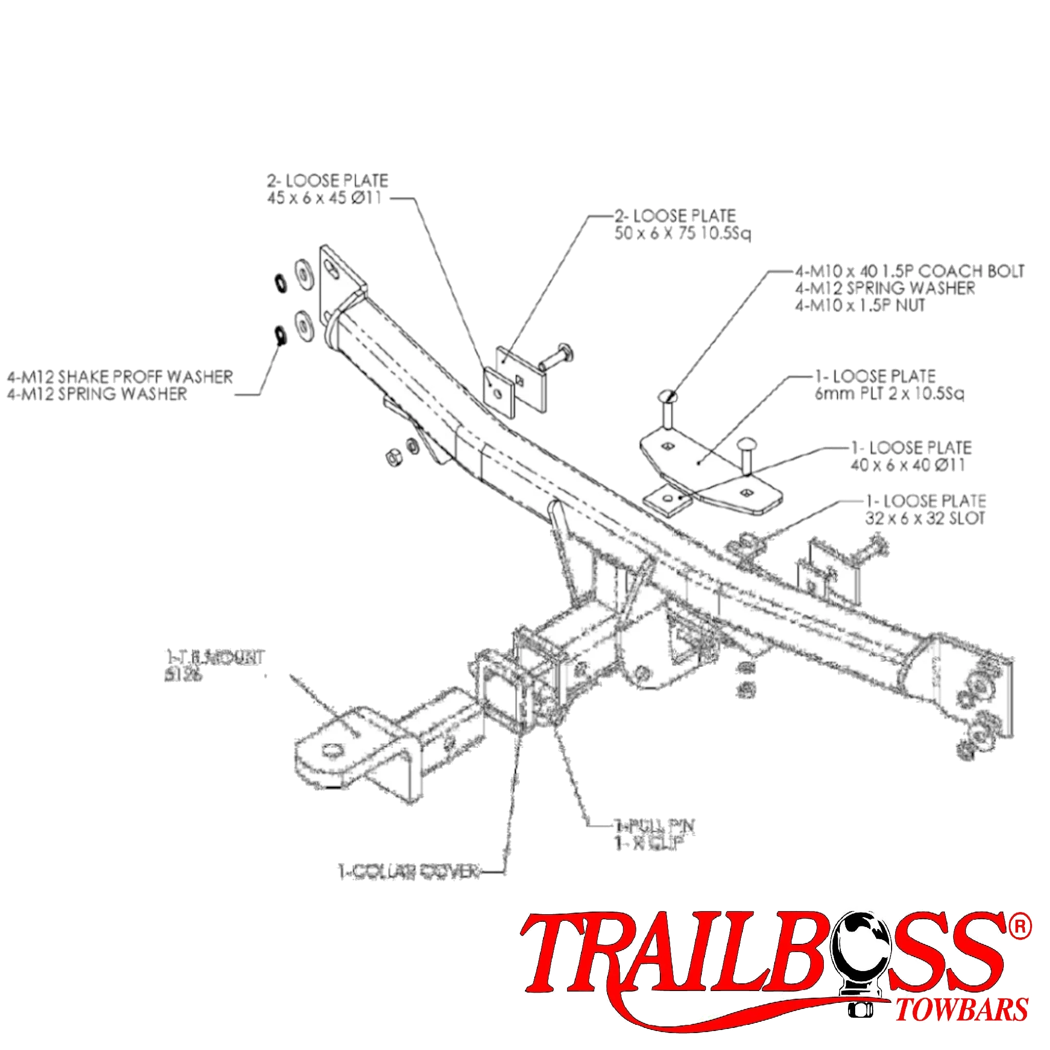 TrailBoss Towbar to suit HOLDEN MONARO SEDAN 12/2001-ON