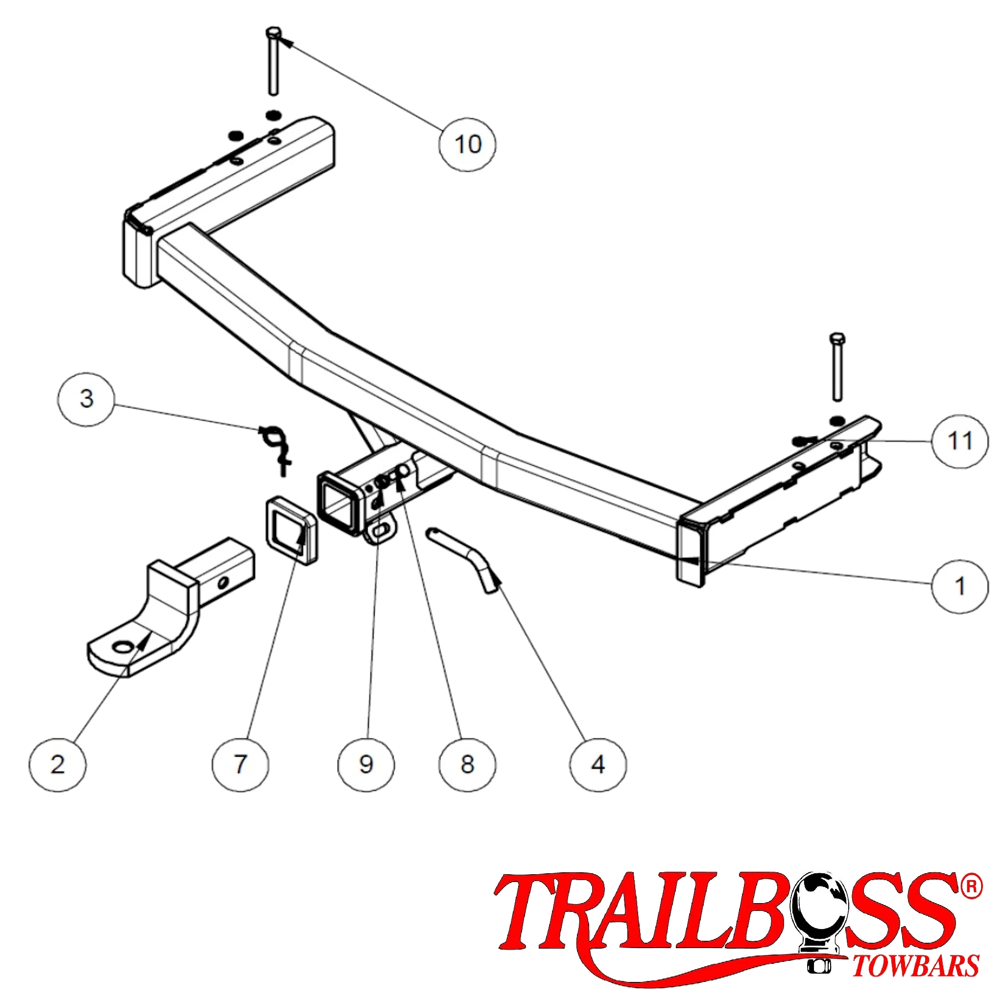 TrailBoss Heavy Duty Towbar (SQAURE HITCH TONGUE) to suit Holden COMMODORE VE WAGON 07/2008-04/2013