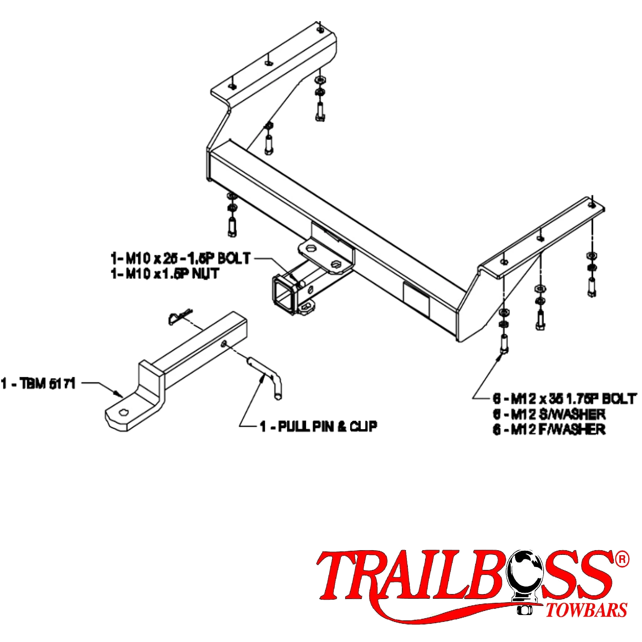 TrailBoss Heavy Duty Towbar to suit JEEP CHEROKEE KJ SPORT/LTD 09/2001-03/2008