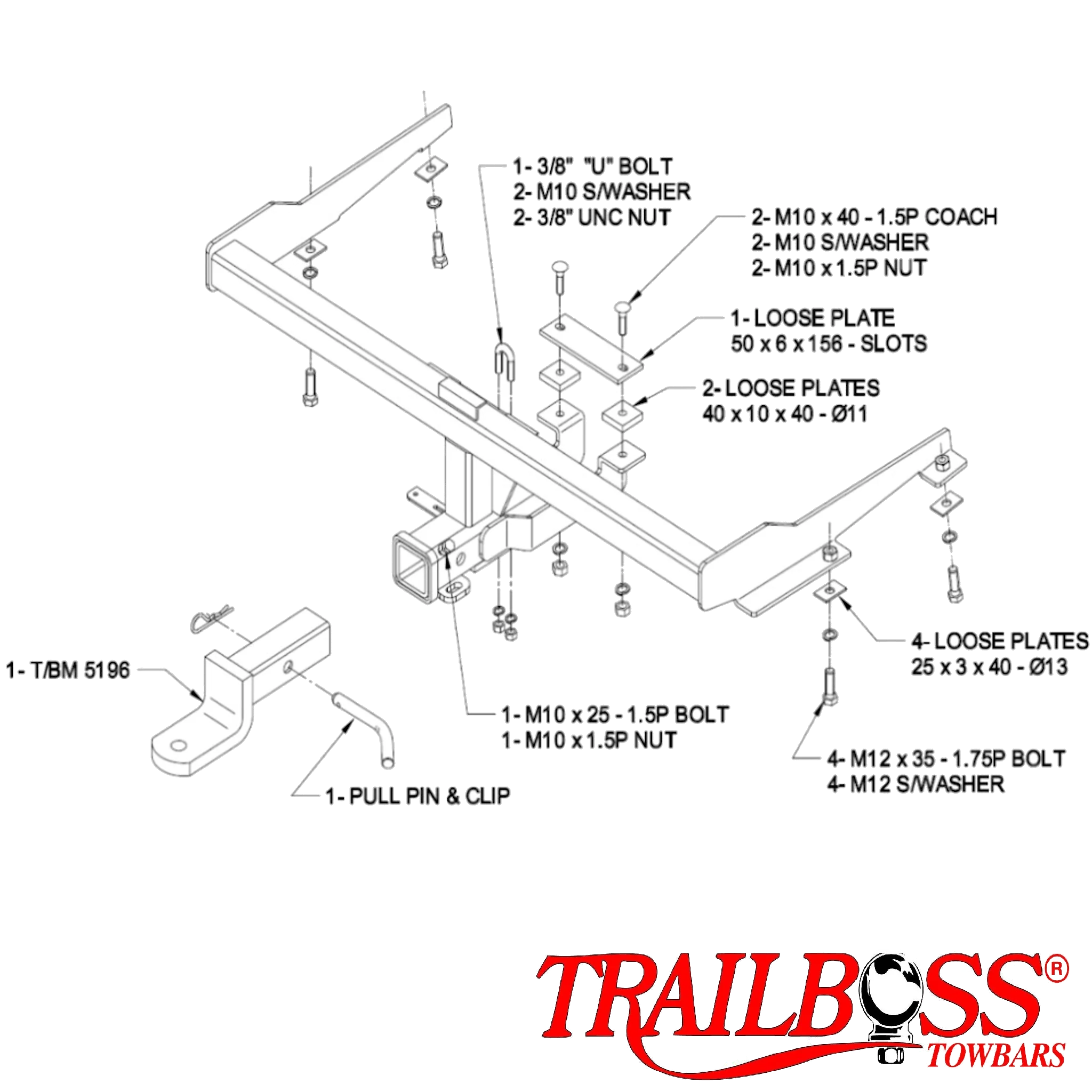 TRAILBOSS TowBar to suit MAZDA TRIBUTE SUV 02/2001-12/2008